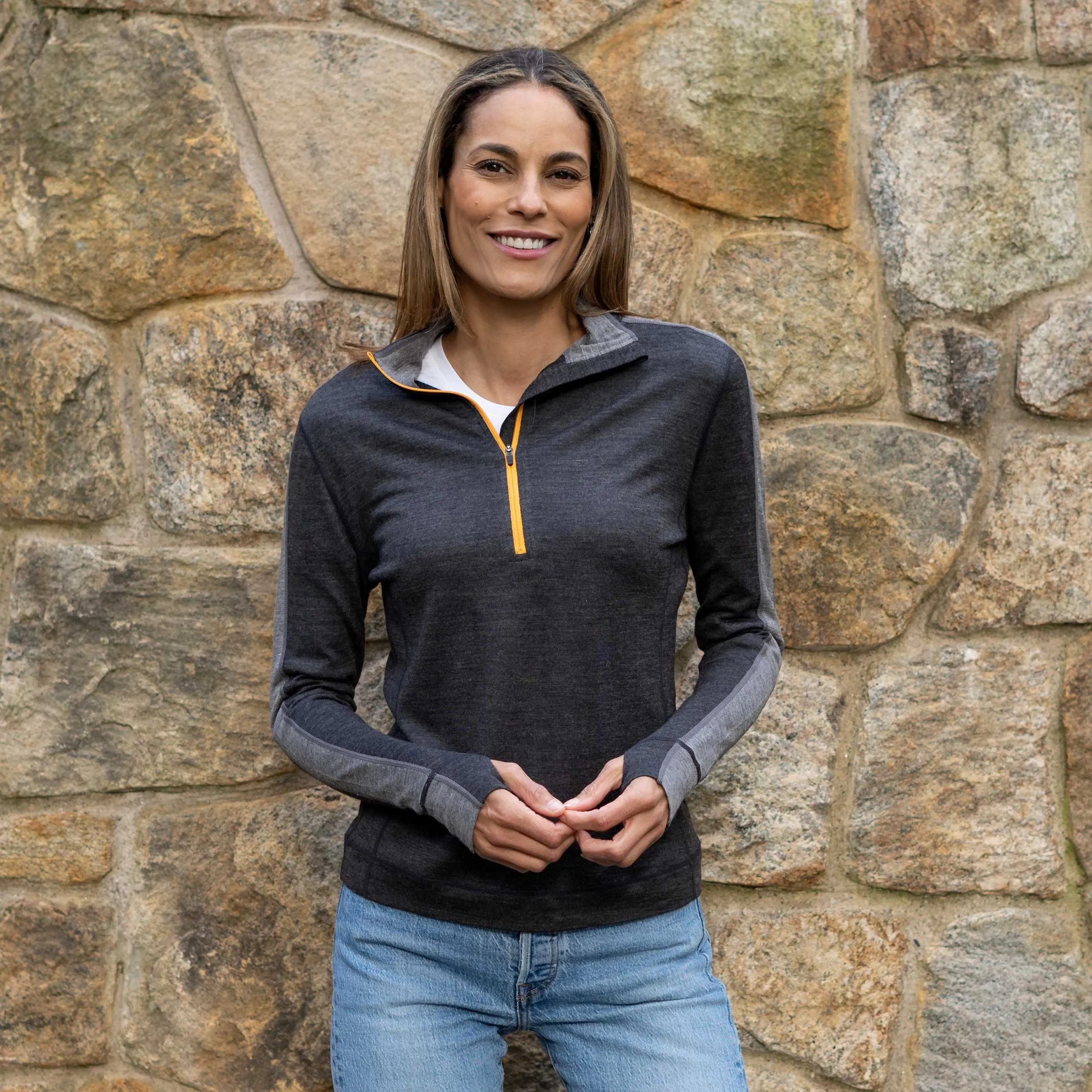 Merino Wool 1/4-Zip Base Layer Top