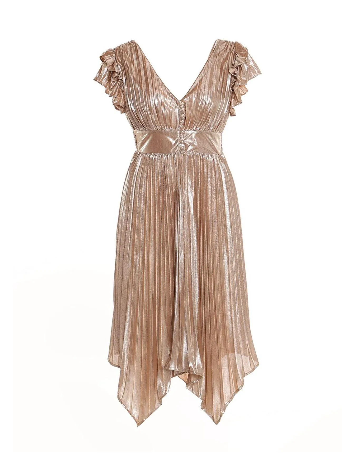 Metallic Pleats Long Dress