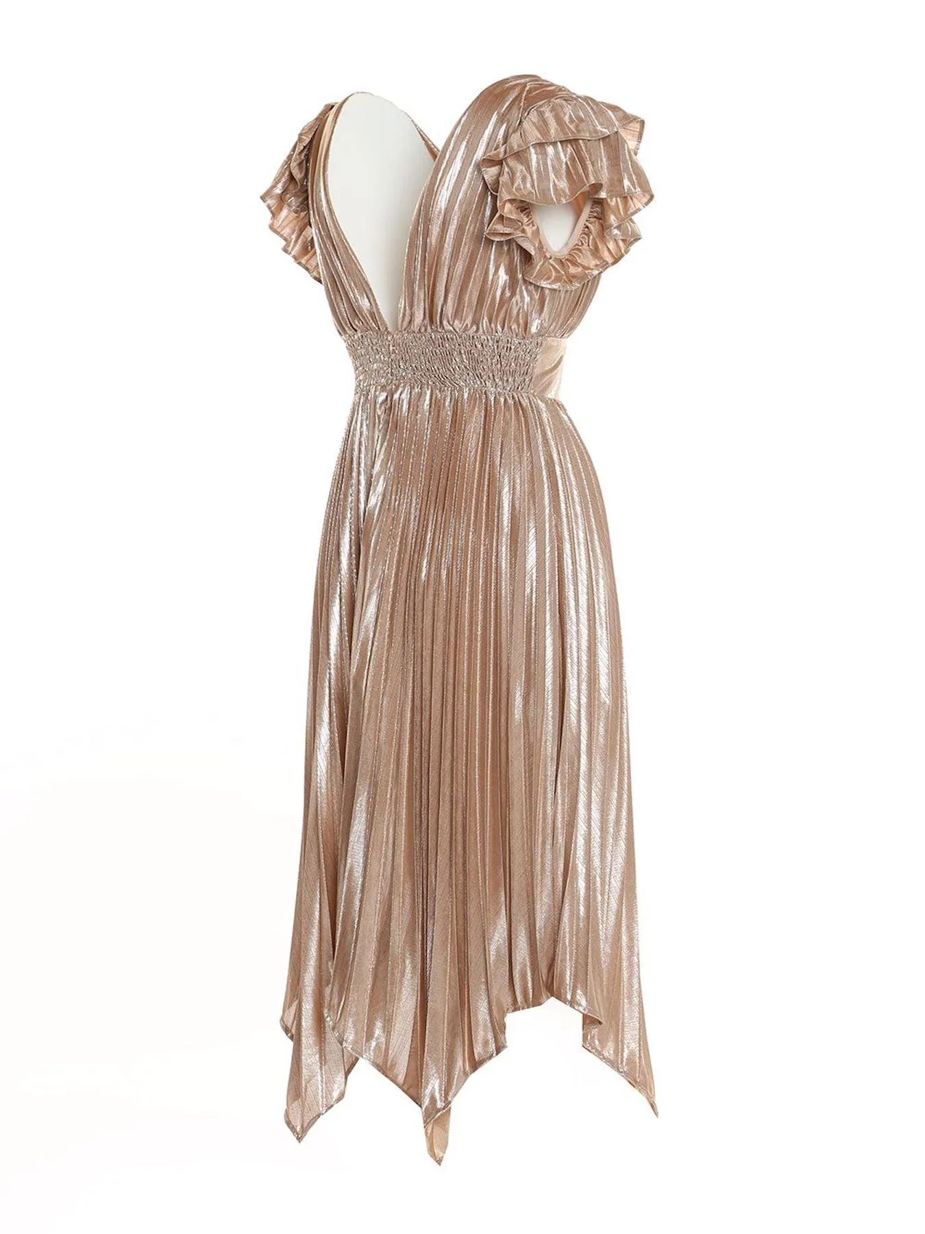 Metallic Pleats Long Dress