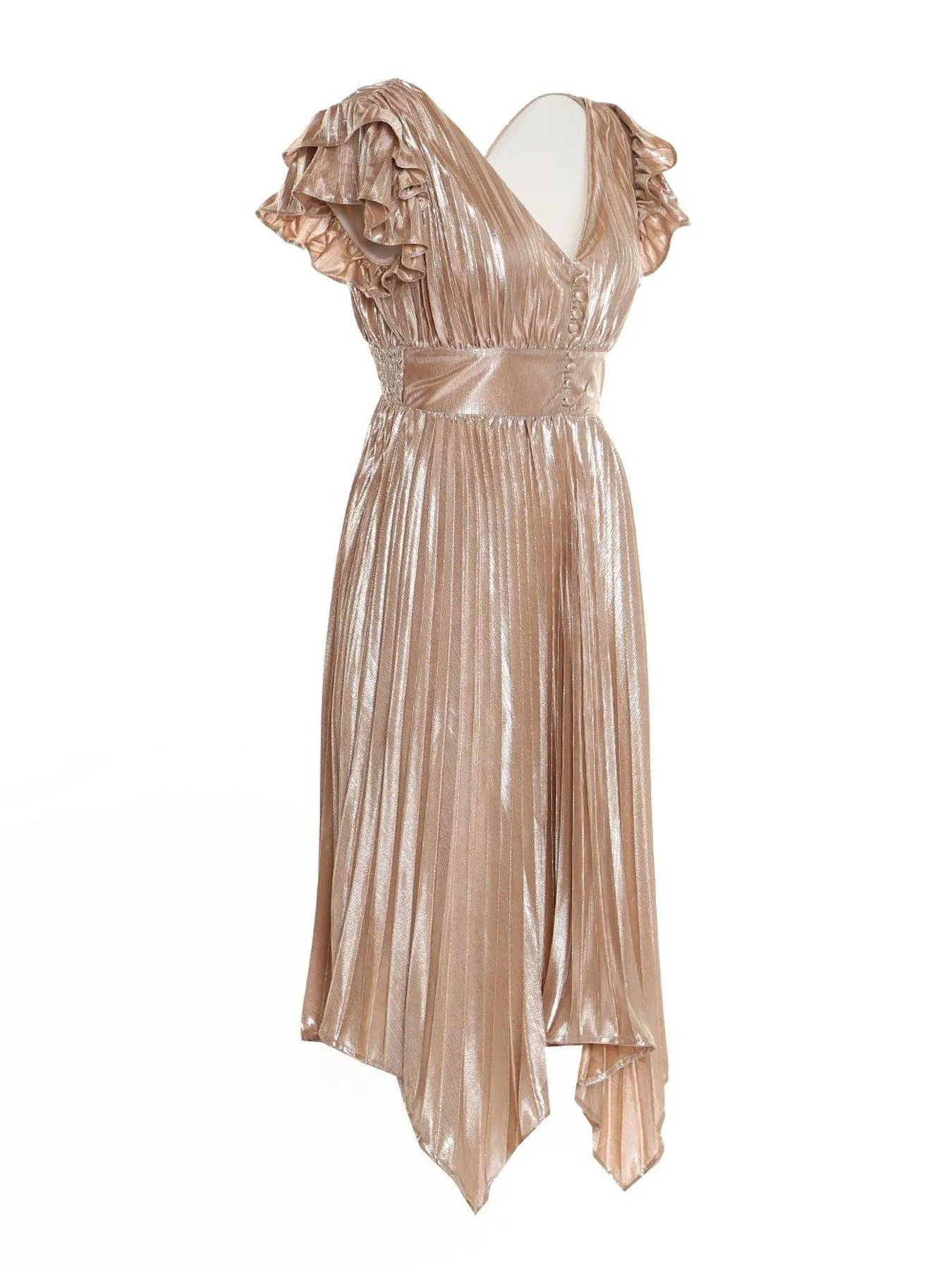 Metallic Pleats Long Dress