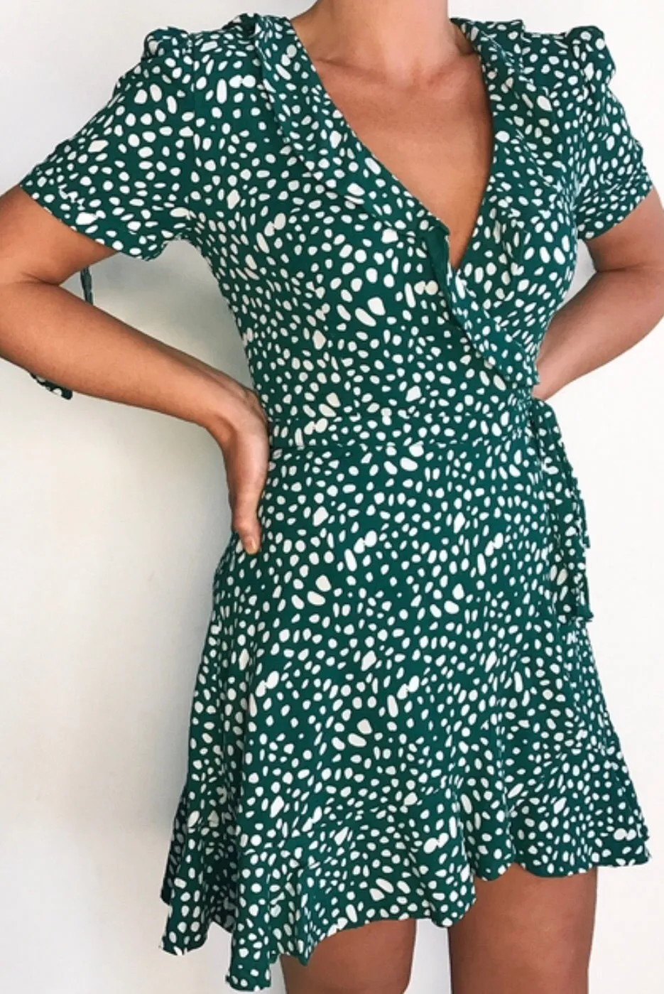 Mon cherie ss emerald wrap dress