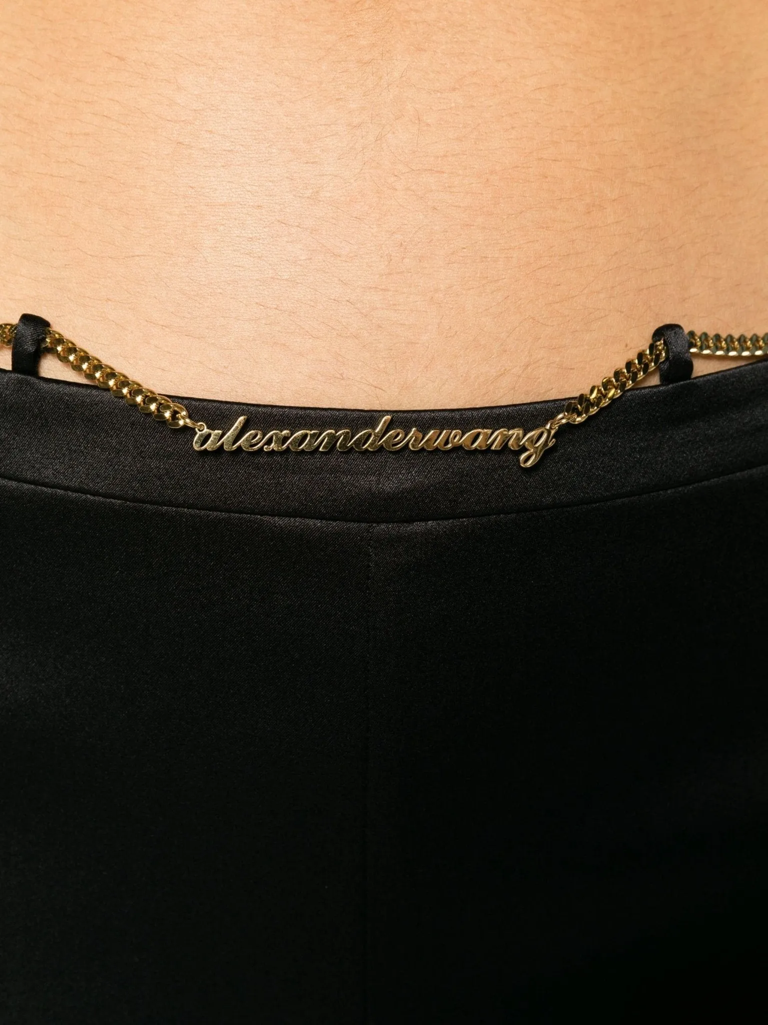 Nameplate Chain silk flared trousers