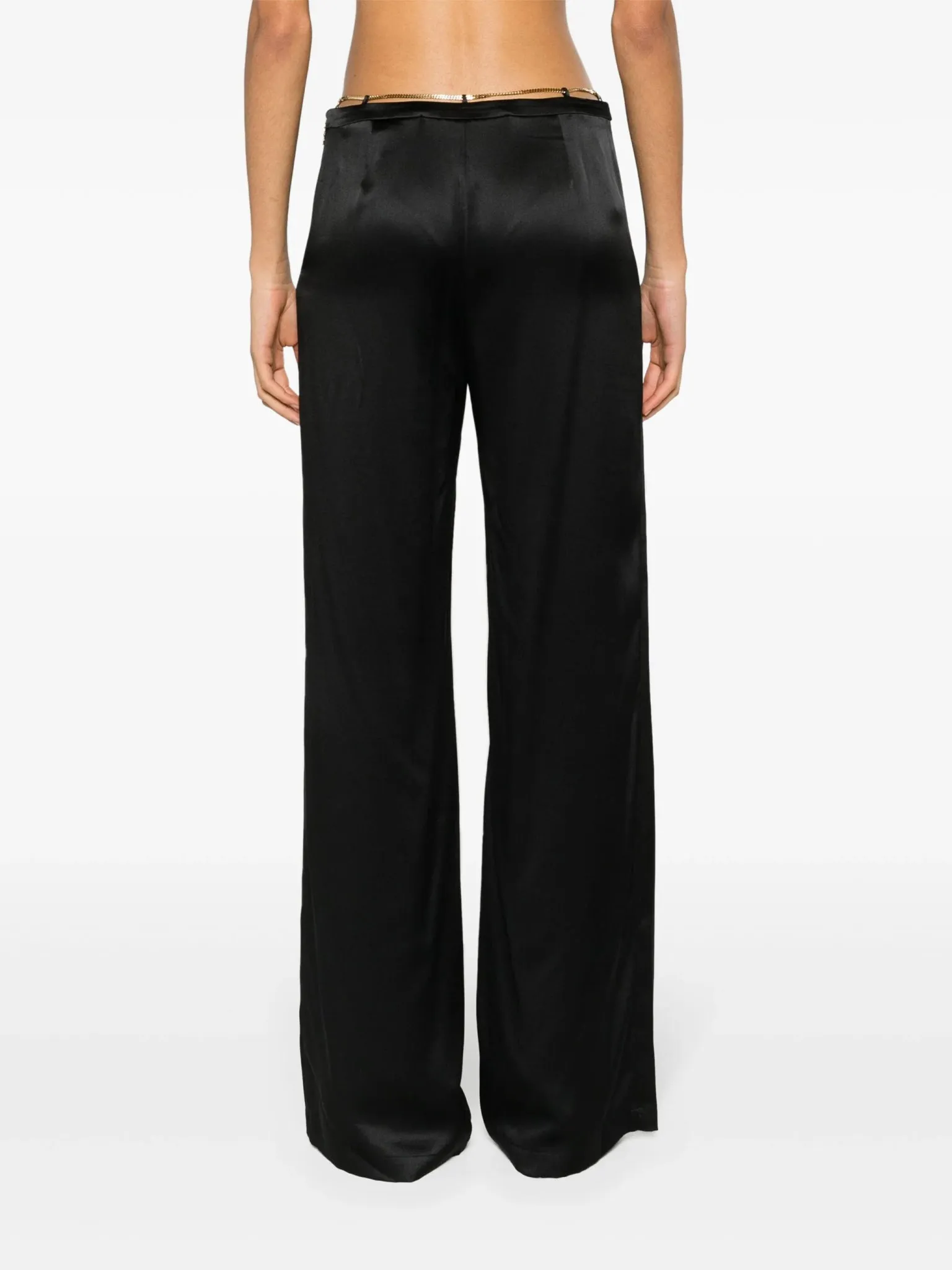 Nameplate Chain silk flared trousers