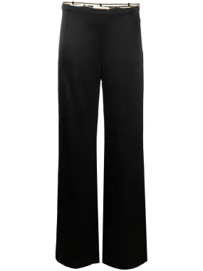 Nameplate Chain silk flared trousers