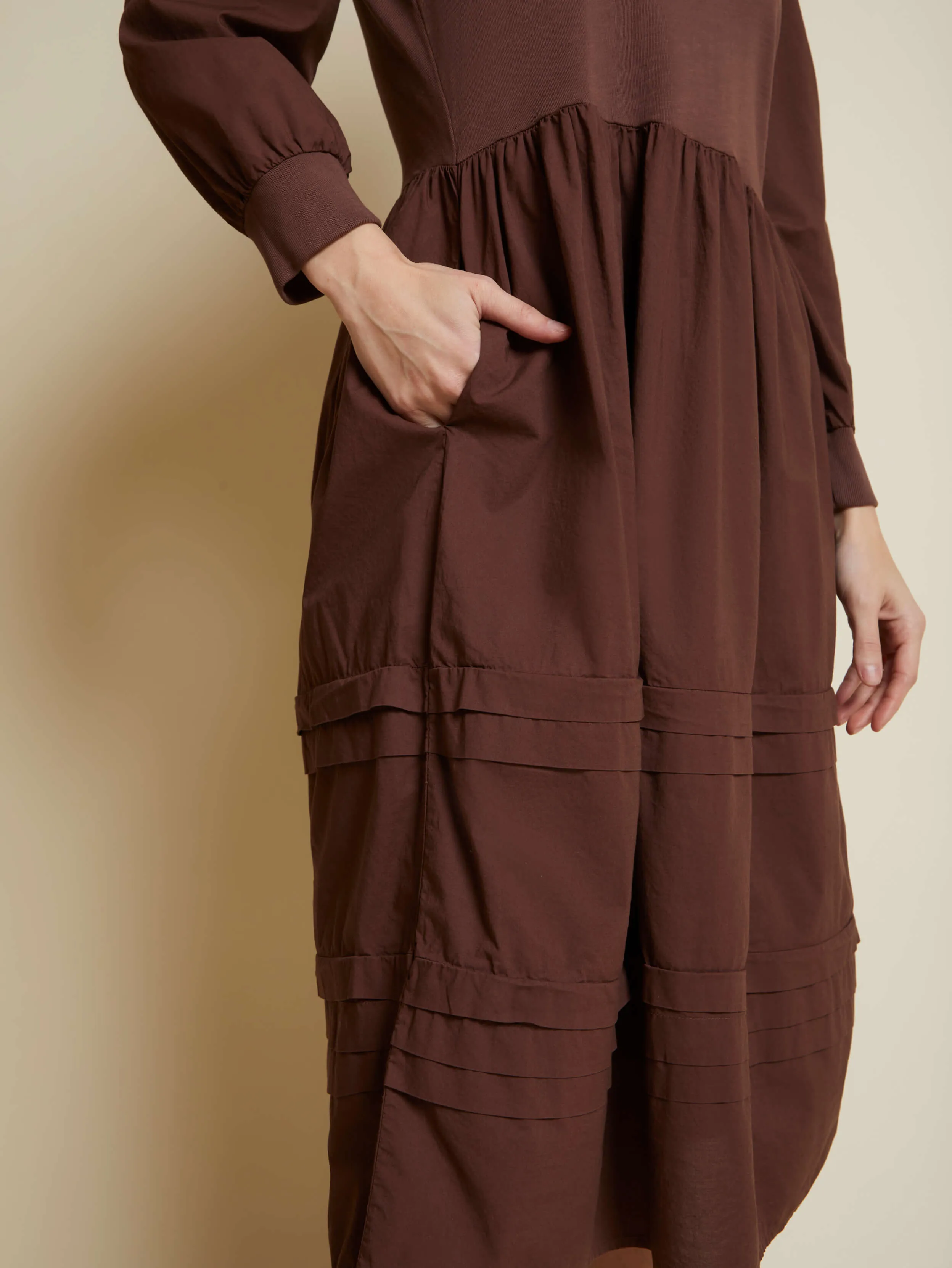 Nation LTD - Mahal Peasant Combo Dress in Pinot Noir