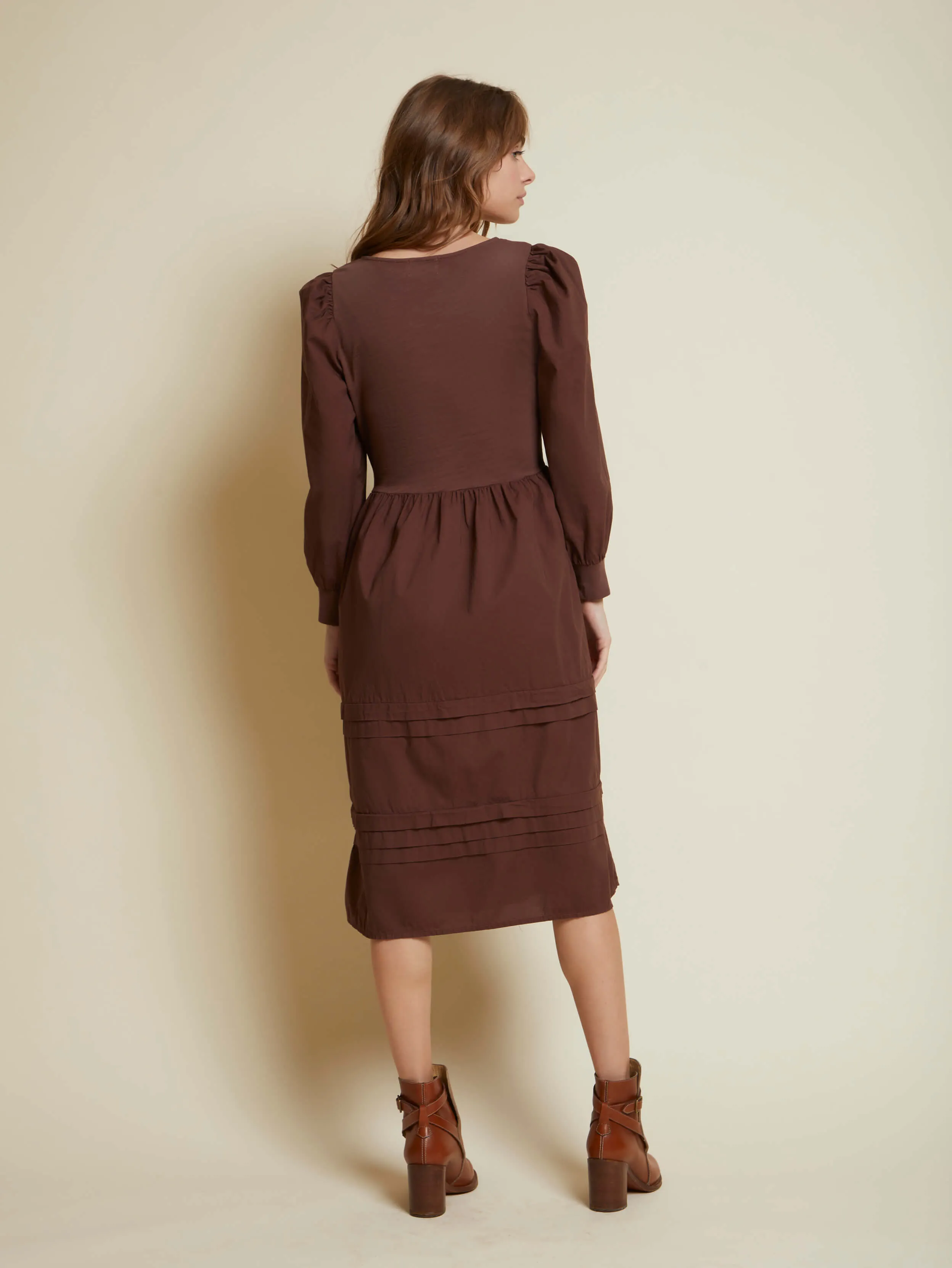 Nation LTD - Mahal Peasant Combo Dress in Pinot Noir