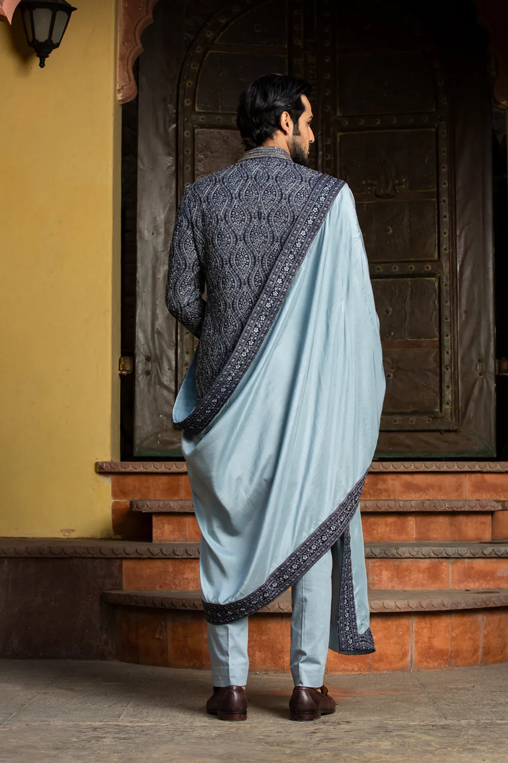 Navy Blue Matka Tussar