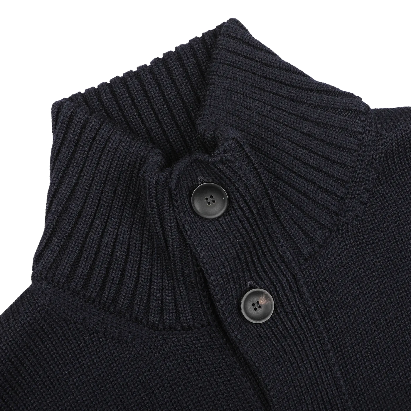 Navy Blue Merino Wool Button Cardigan