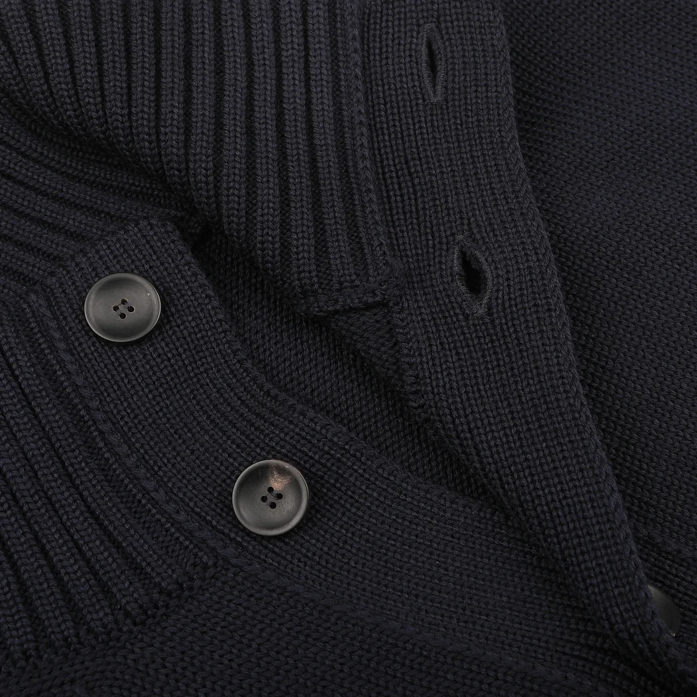 Navy Blue Merino Wool Button Cardigan