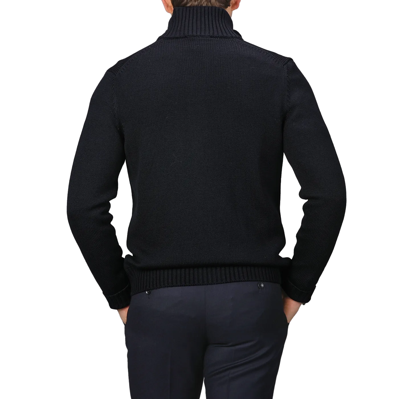 Navy Blue Merino Wool Button Cardigan