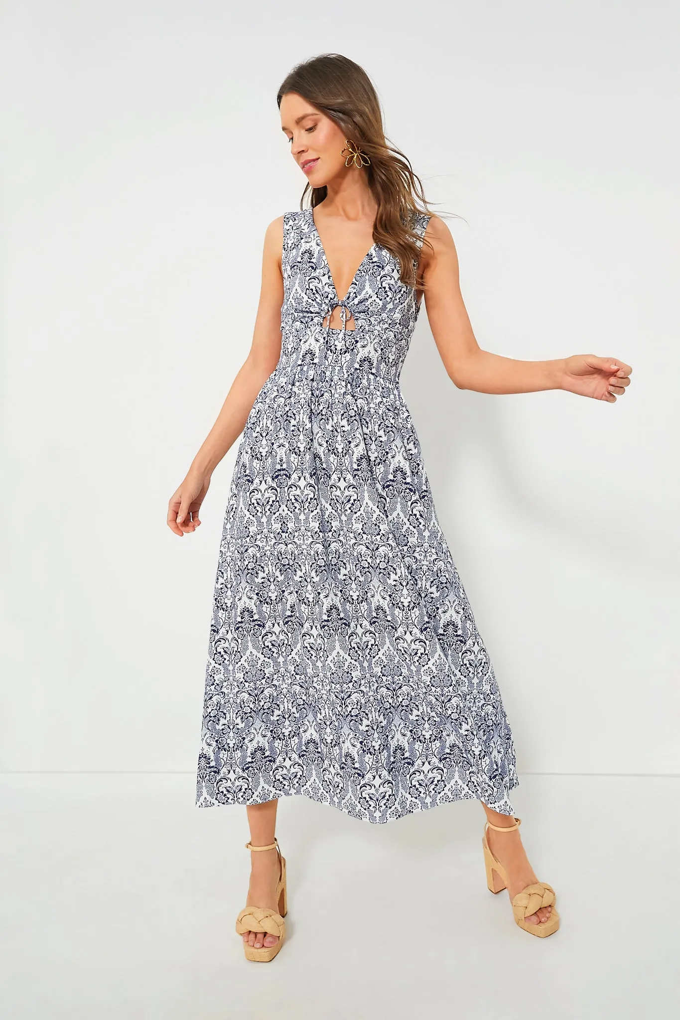 Navy Scroll Print Toula Dress