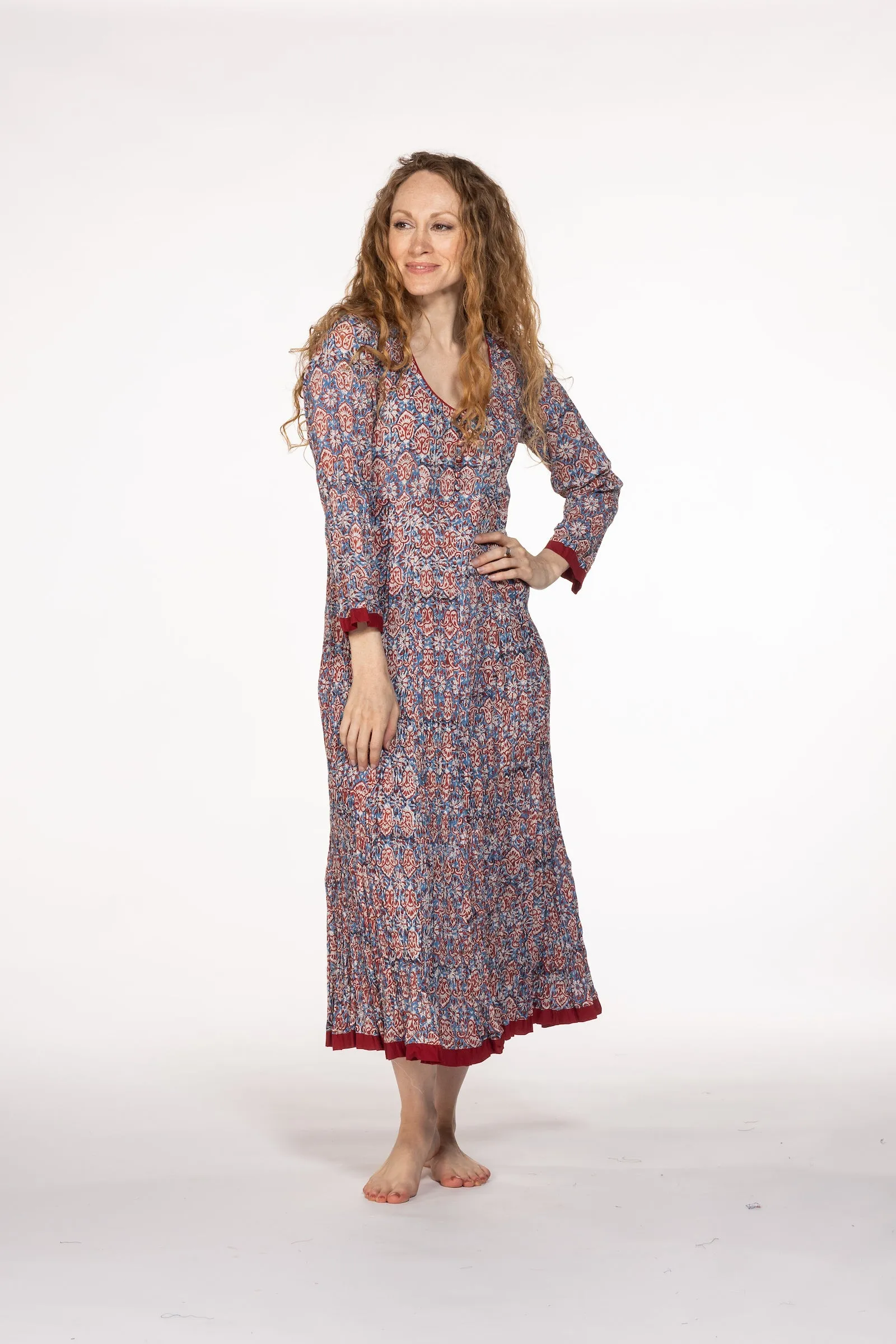 New Anju Panel Dress Hand Block Printed in Pure Cotton  SS24