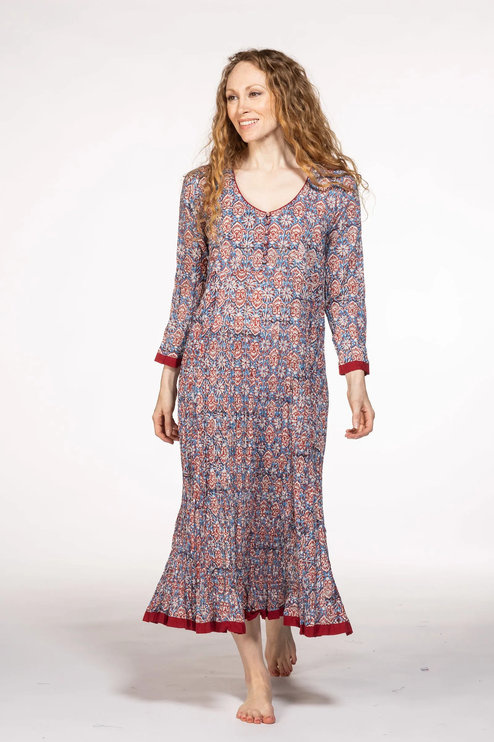 New Anju Panel Dress Hand Block Printed in Pure Cotton  SS24