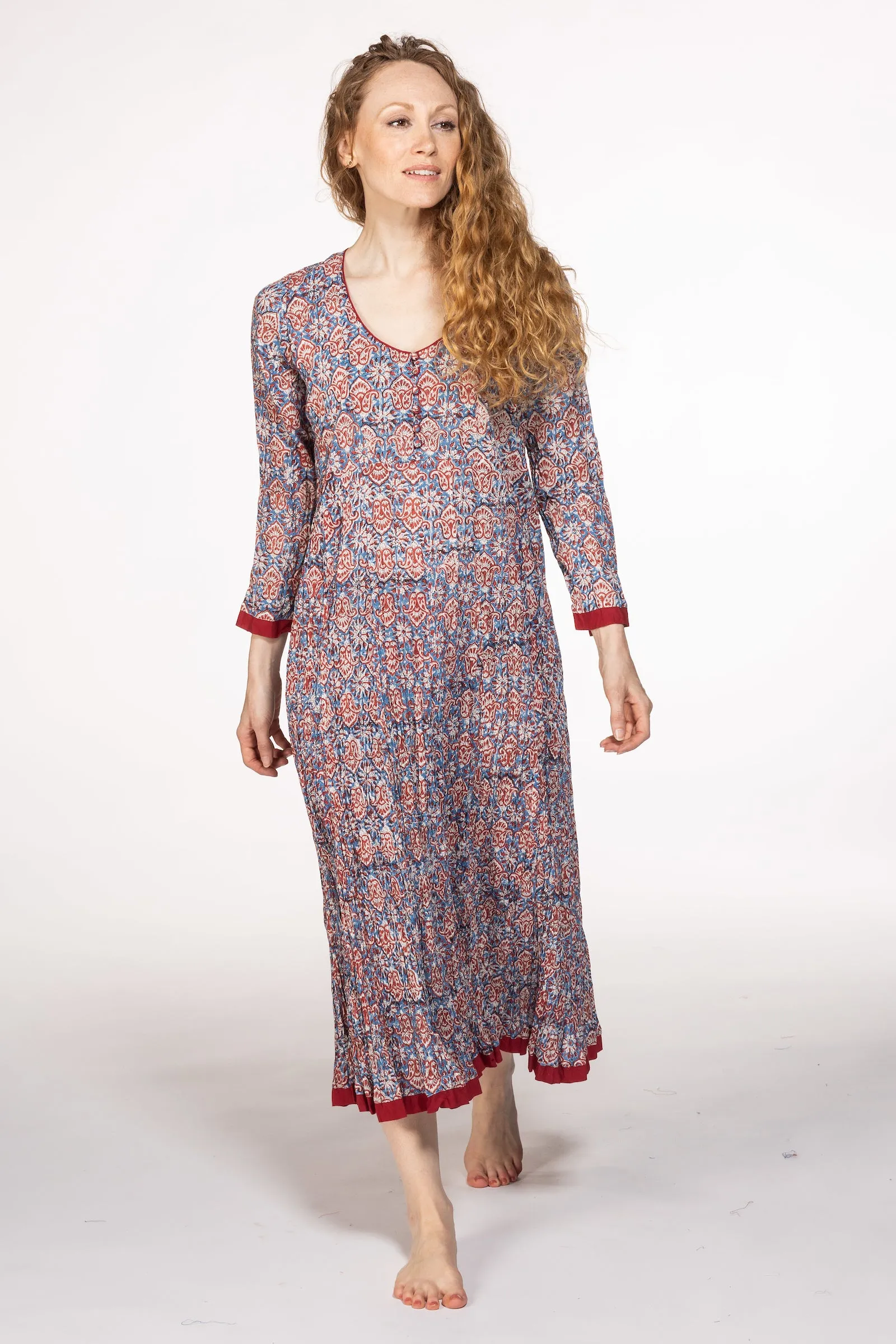 New Anju Panel Dress Hand Block Printed in Pure Cotton  SS24