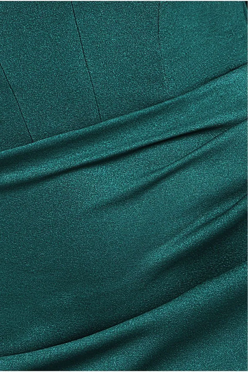 Off The Shoulder Draped Sleeve Maxi Dress - Emerald Green by Goddiva