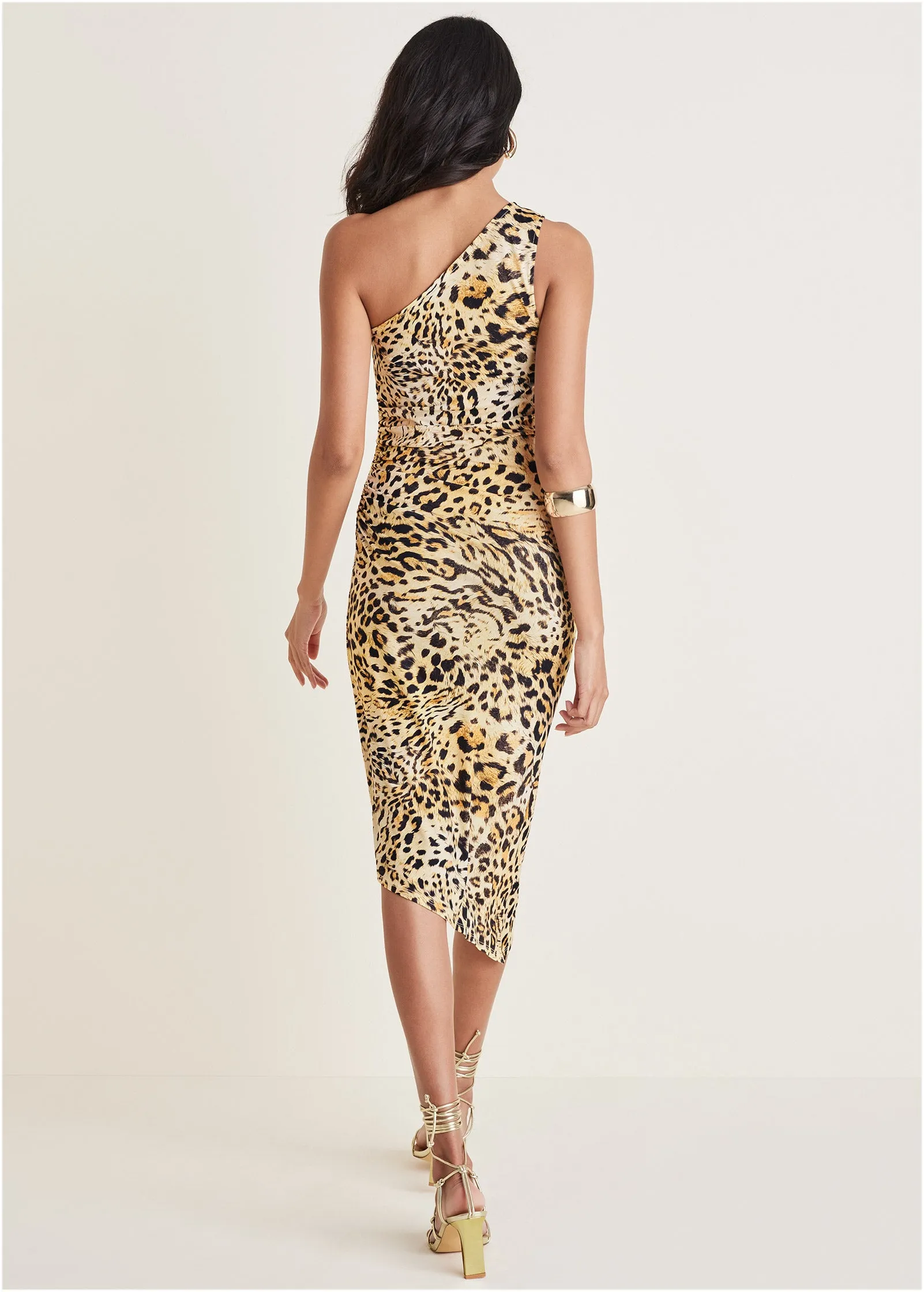 One Shoulder Dress - Vintage Leopard