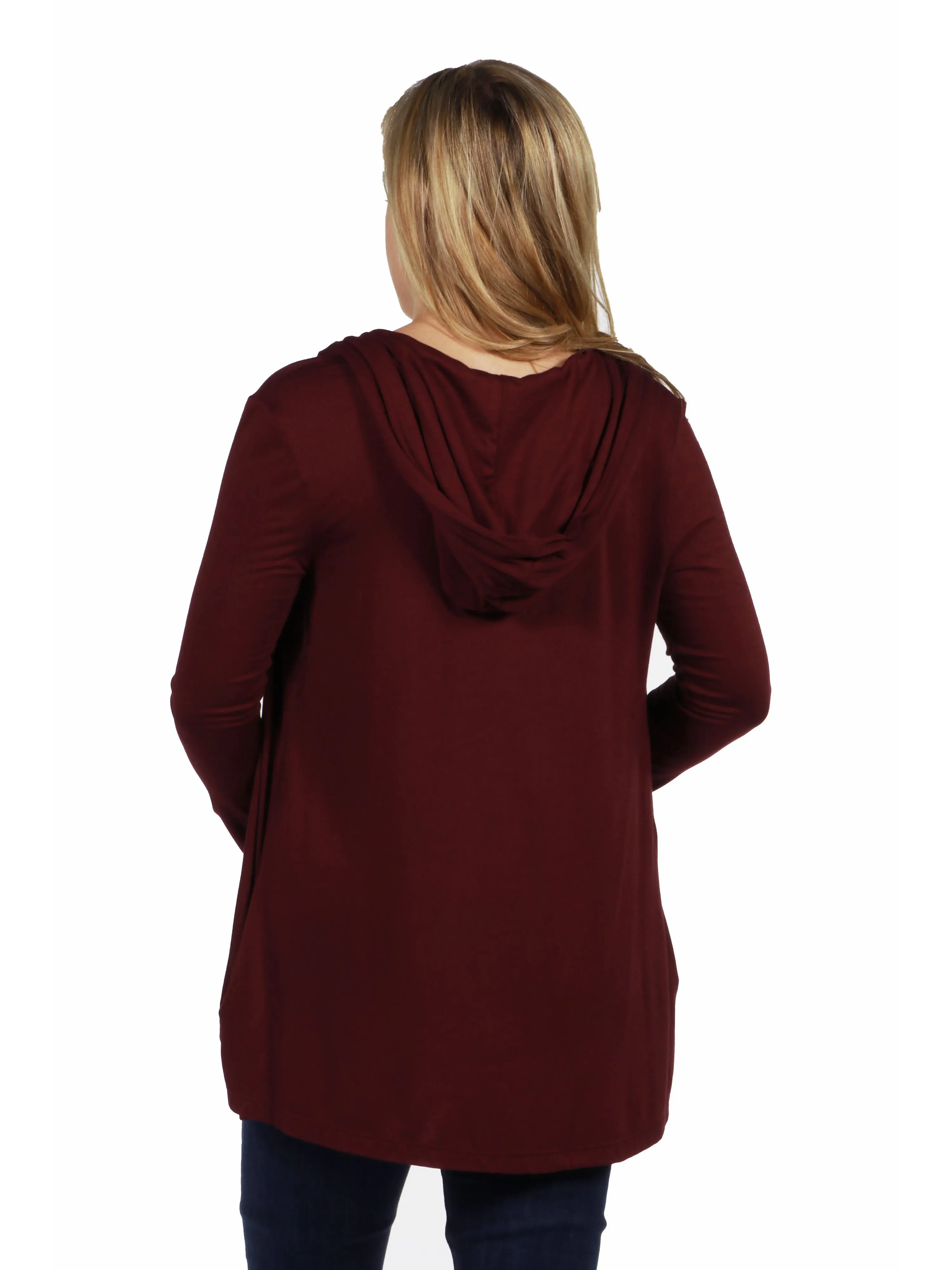 Open Front Lightweight Hooded Maternity Cardigan