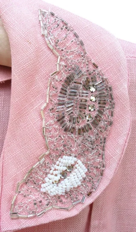 Pale Pink Linen with Beaded Collar