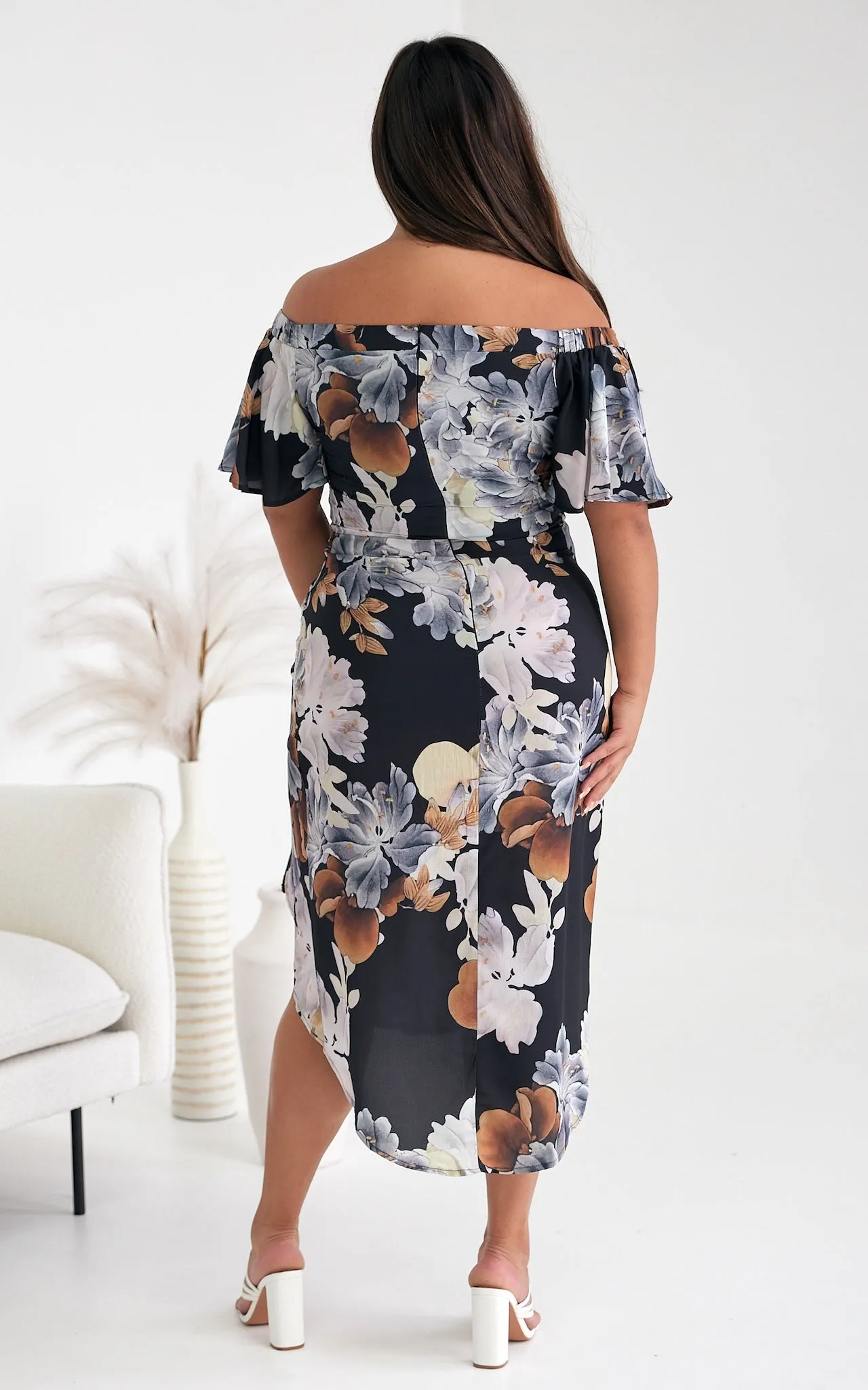 Penelope Wrap Dress - Multi Black Floral