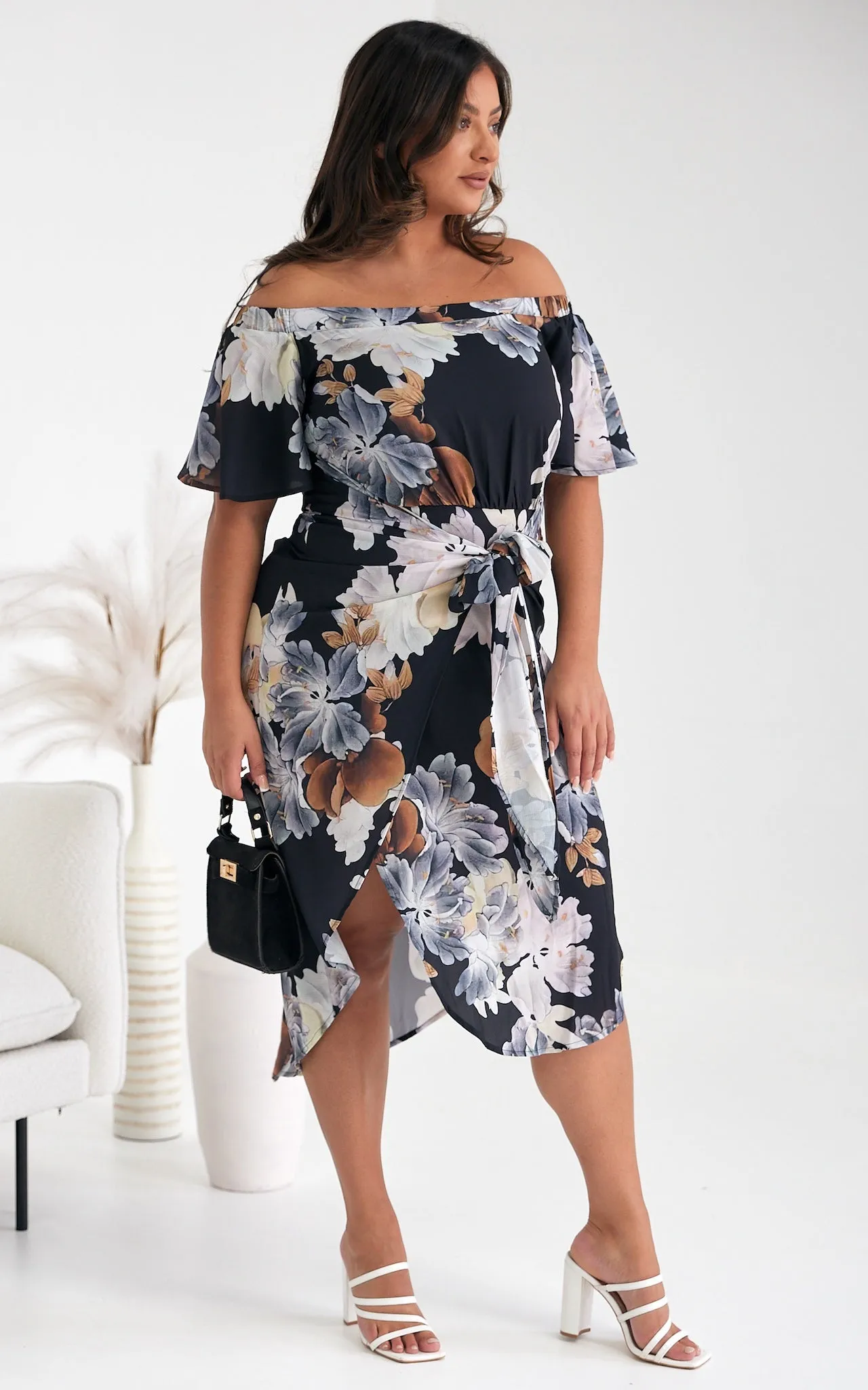 Penelope Wrap Dress - Multi Black Floral