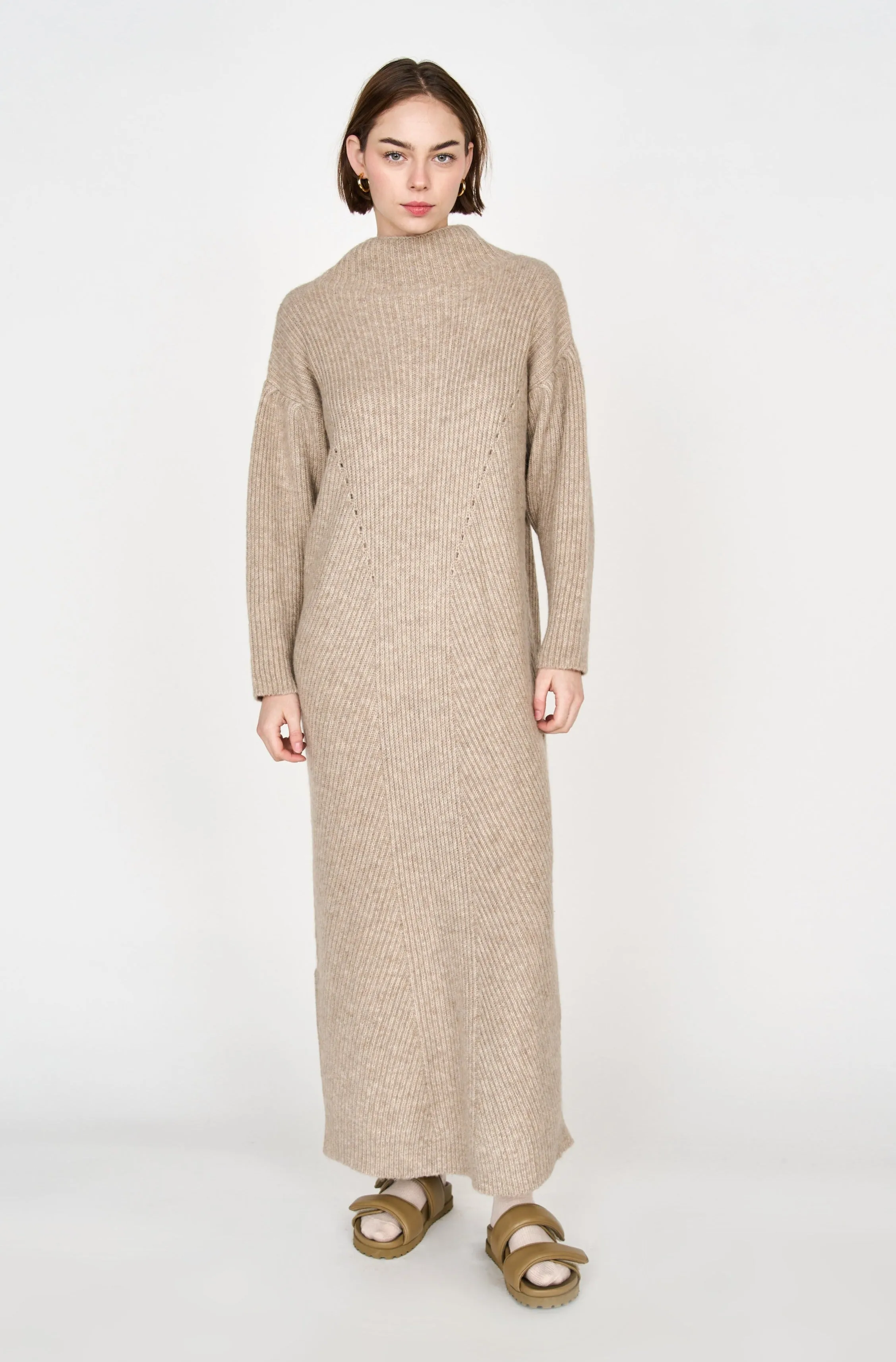 Pichu Pichu Sweater Dress in Camel