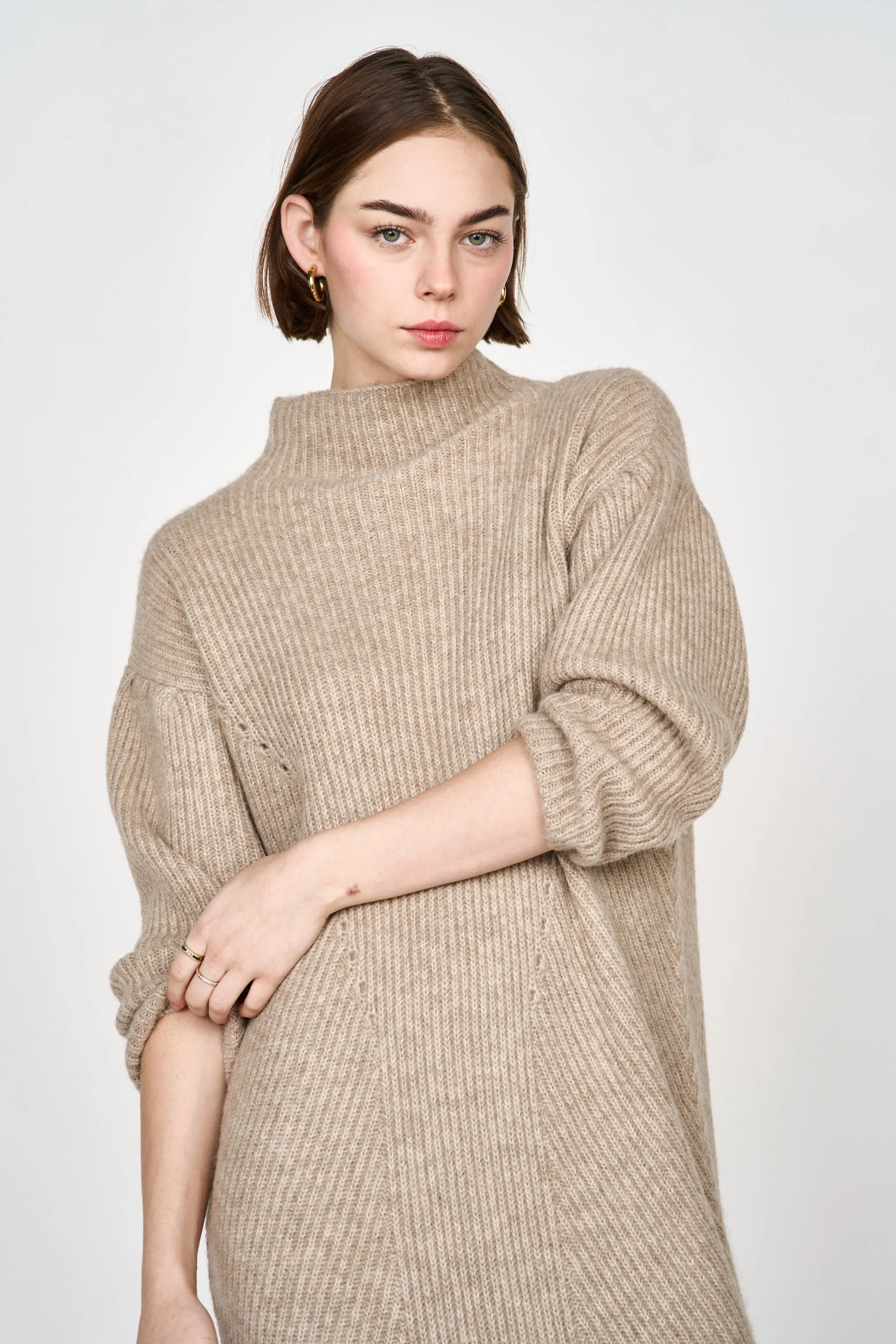 Pichu Pichu Sweater Dress in Camel