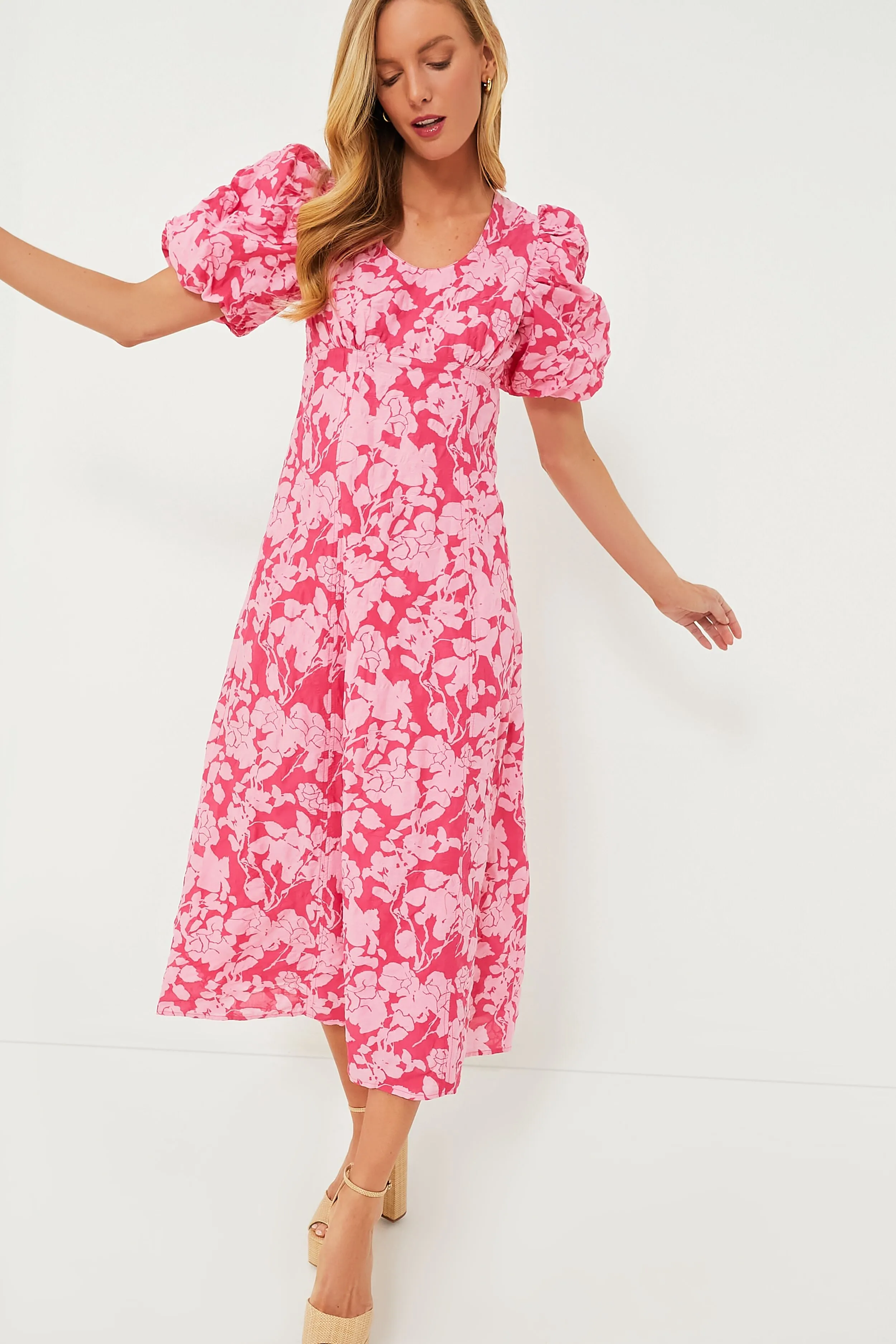 Pink Floral Empire Ella Maxi Dress