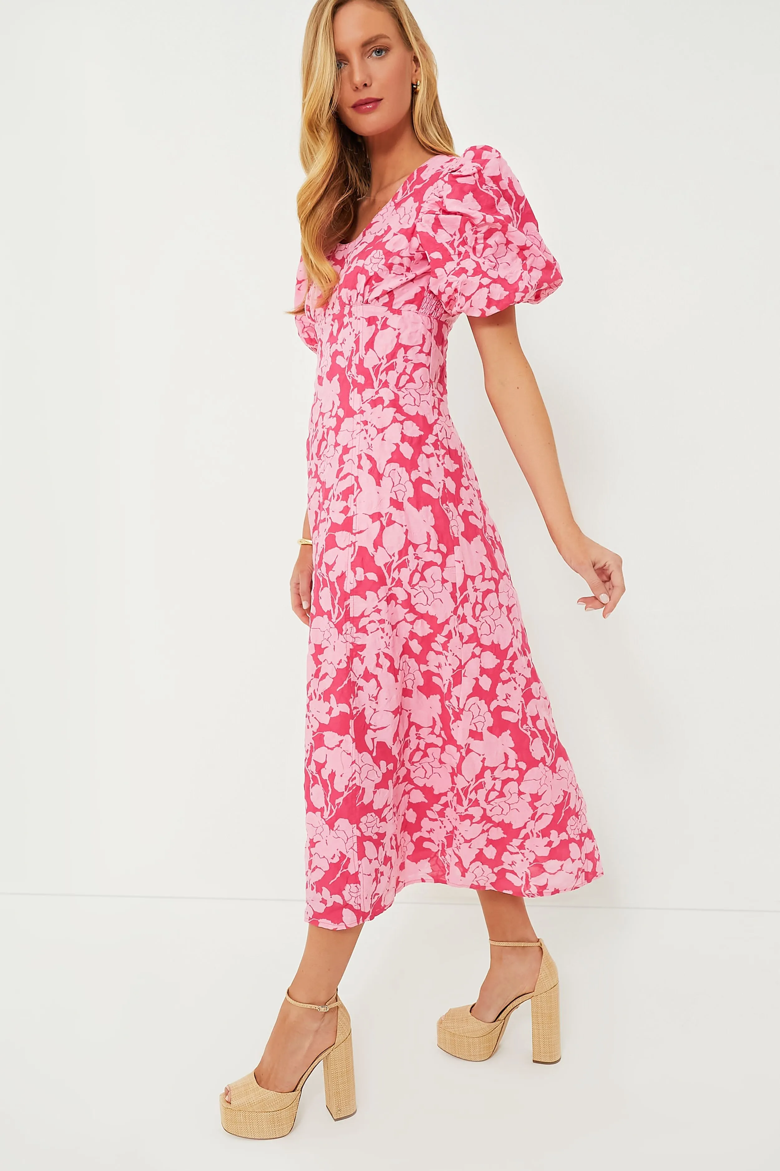 Pink Floral Empire Ella Maxi Dress