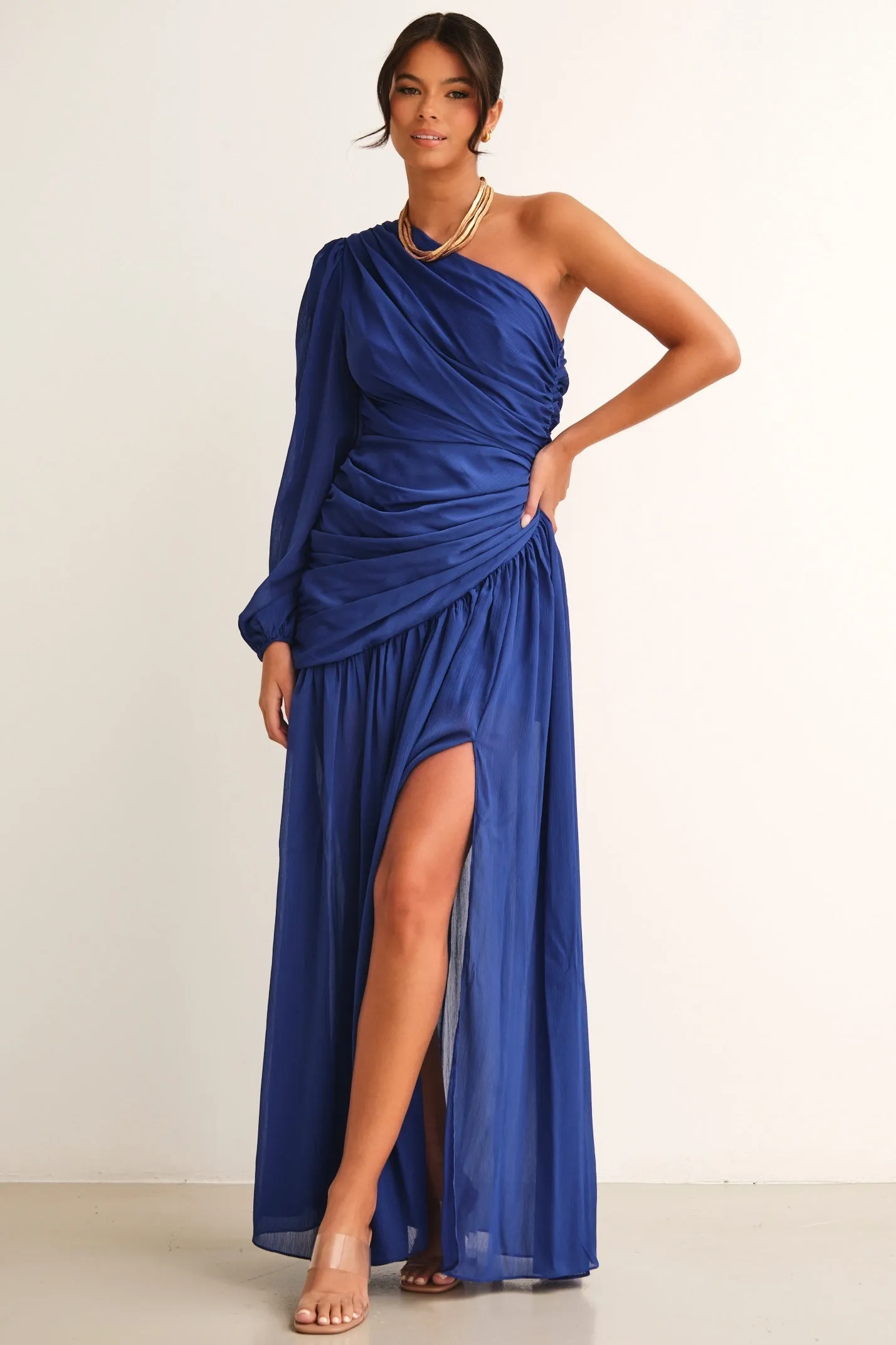 Piper One Shoulder Maxi Dress Royal Blue