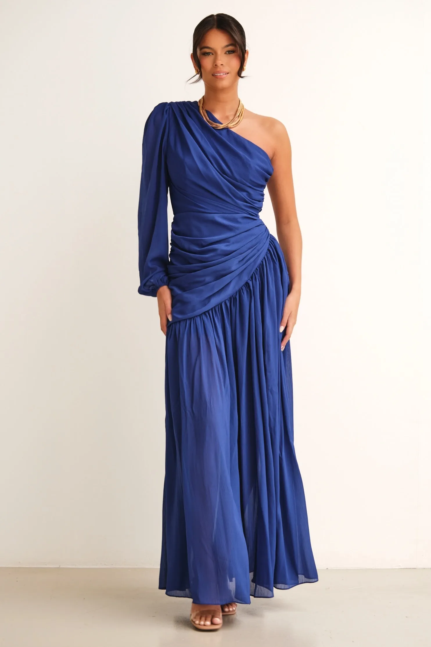 Piper One Shoulder Maxi Dress Royal Blue