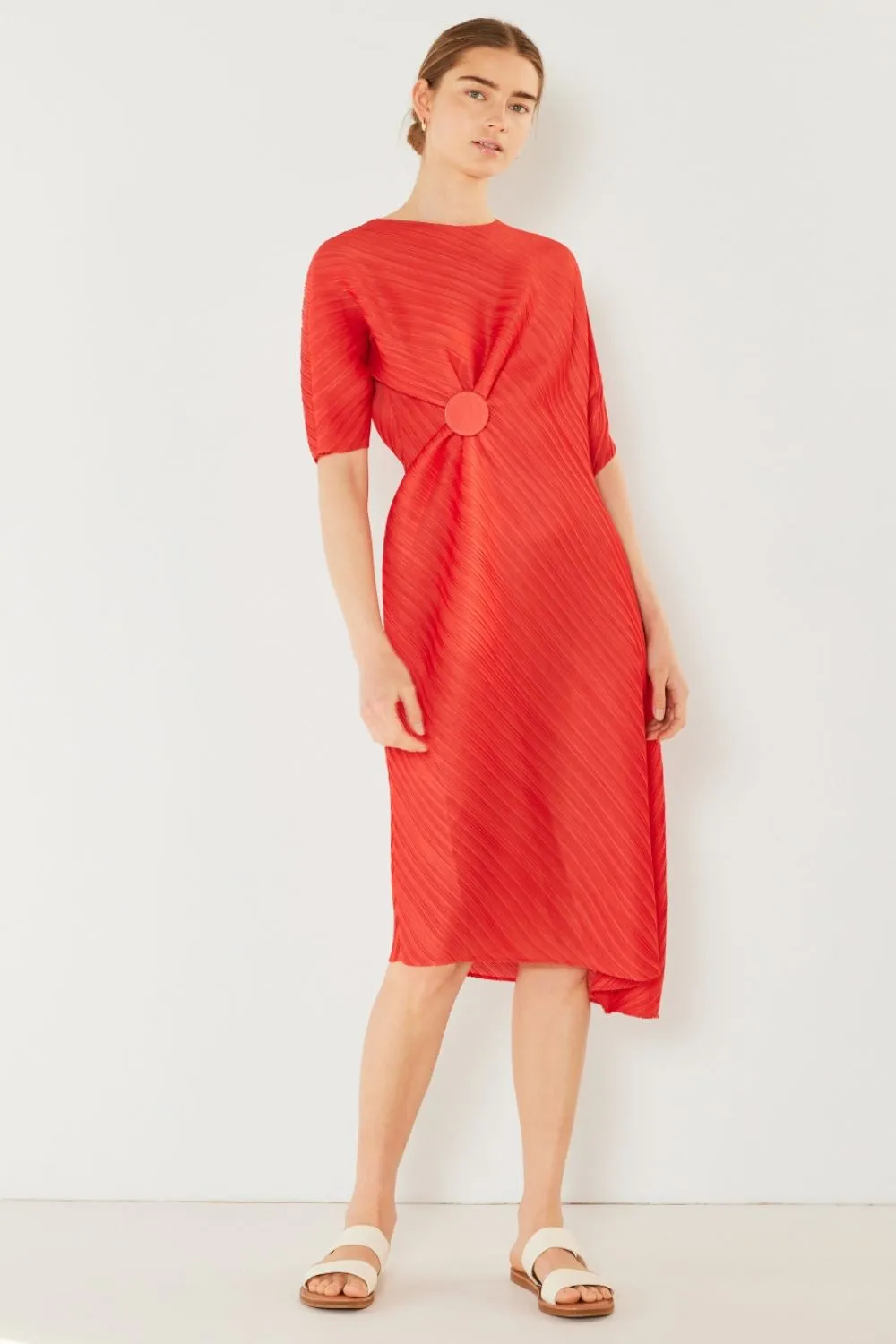 Pleated Dolman Sleeve Dress