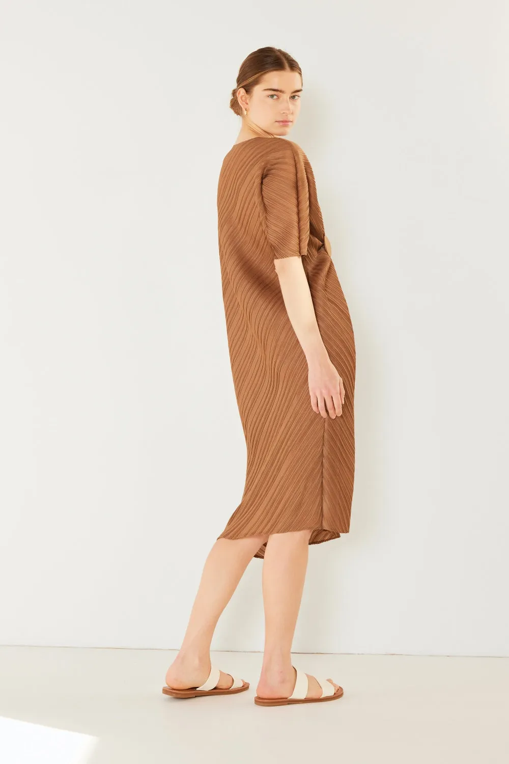 Pleated Dolman Sleeve Dress