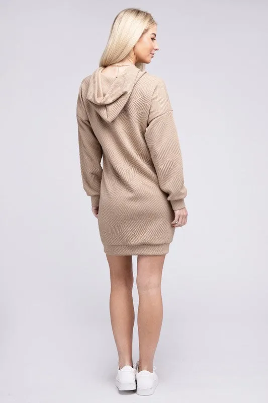 Pocket Drawstring Hooded Dress