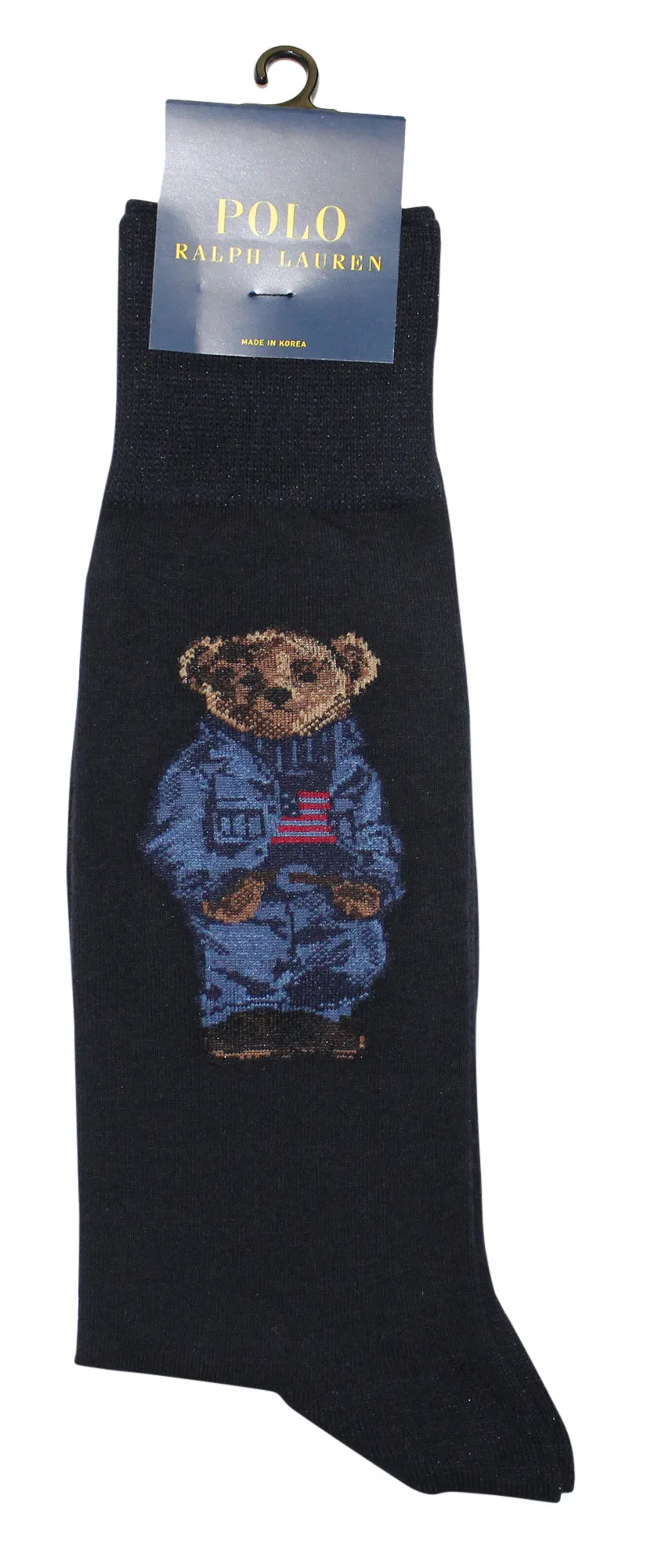 Polo Ralph Lauren Men's Denim Bear Solid Casual Dress Sock