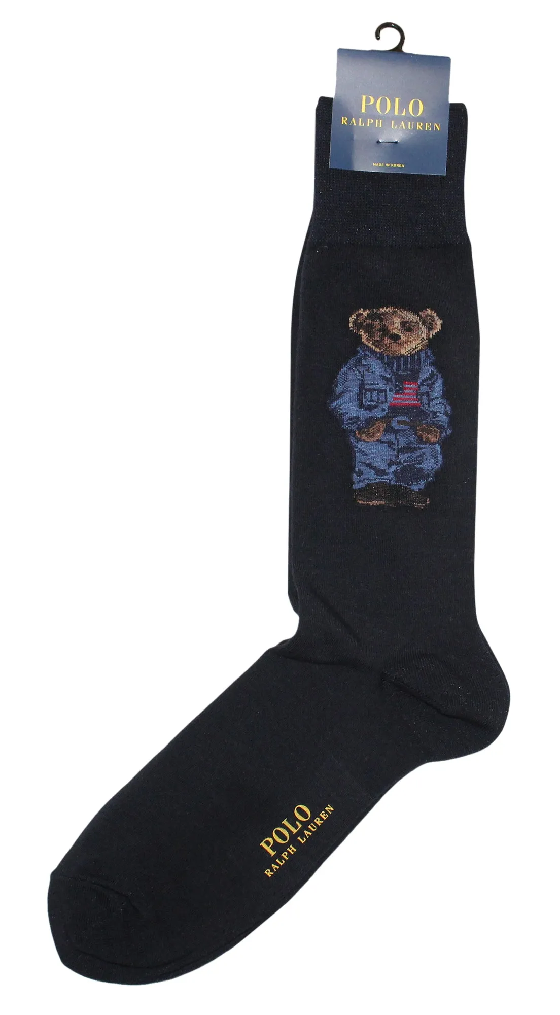 Polo Ralph Lauren Men's Denim Bear Solid Casual Dress Sock