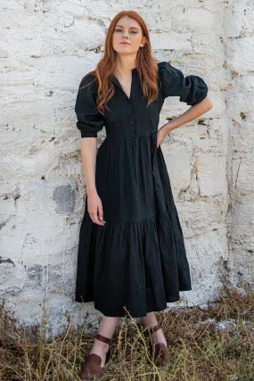 Puff Sleeved Linen Dress