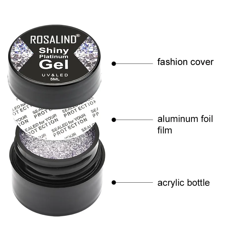 ROSALIND Gel Nail Polish Set Shiny Platinum Nails Art For Manicure Poly Gel Lak UV Colors Top Base Coat Primer Hybrid Varnishes