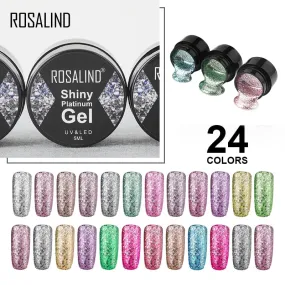 ROSALIND Gel Nail Polish Set Shiny Platinum Nails Art For Manicure Poly Gel Lak UV Colors Top Base Coat Primer Hybrid Varnishes