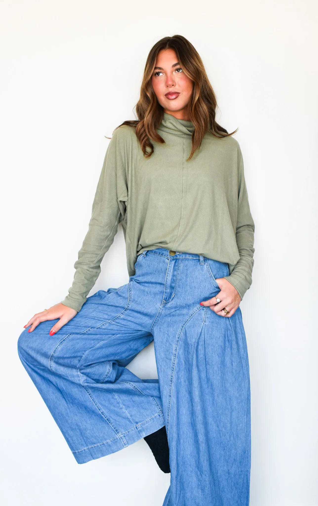 Sadie Pleated Wide Leg Denim