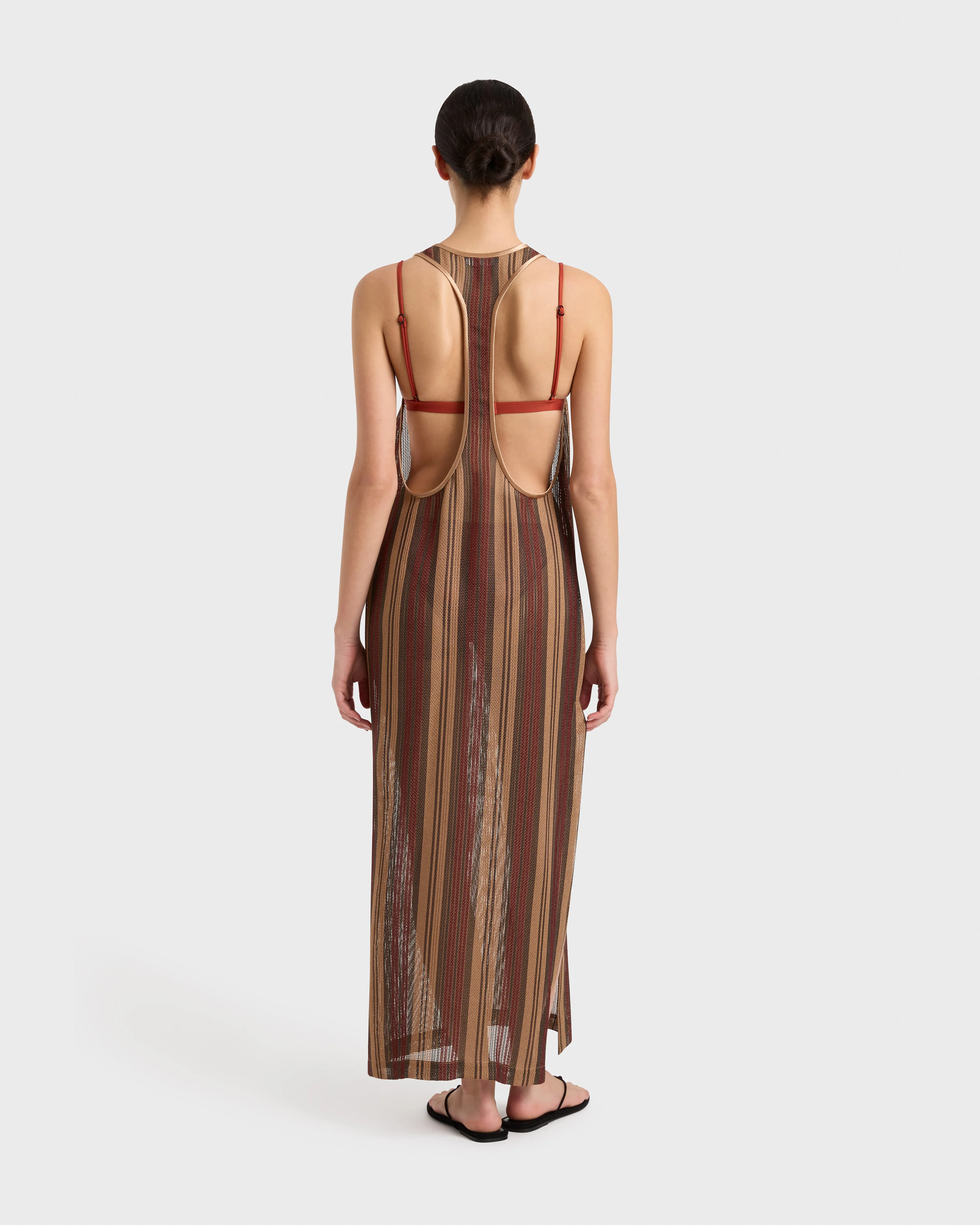 Sana Mesh Tank Dress - Bronze Stripe