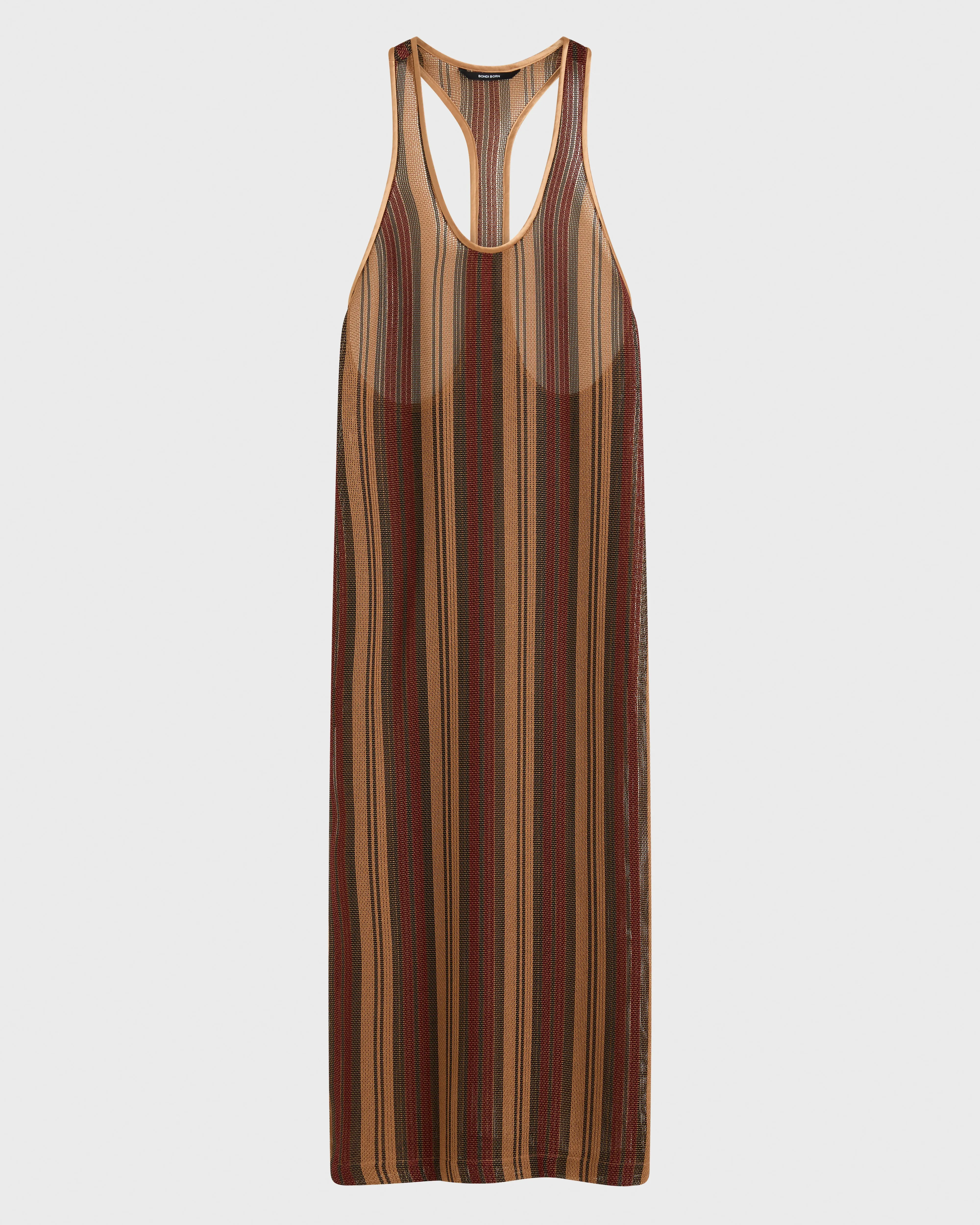 Sana Mesh Tank Dress - Bronze Stripe