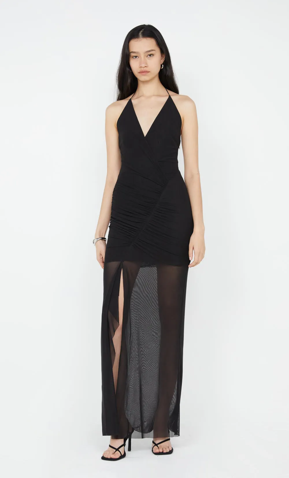 SANIA HALTER DRESS - BLACK