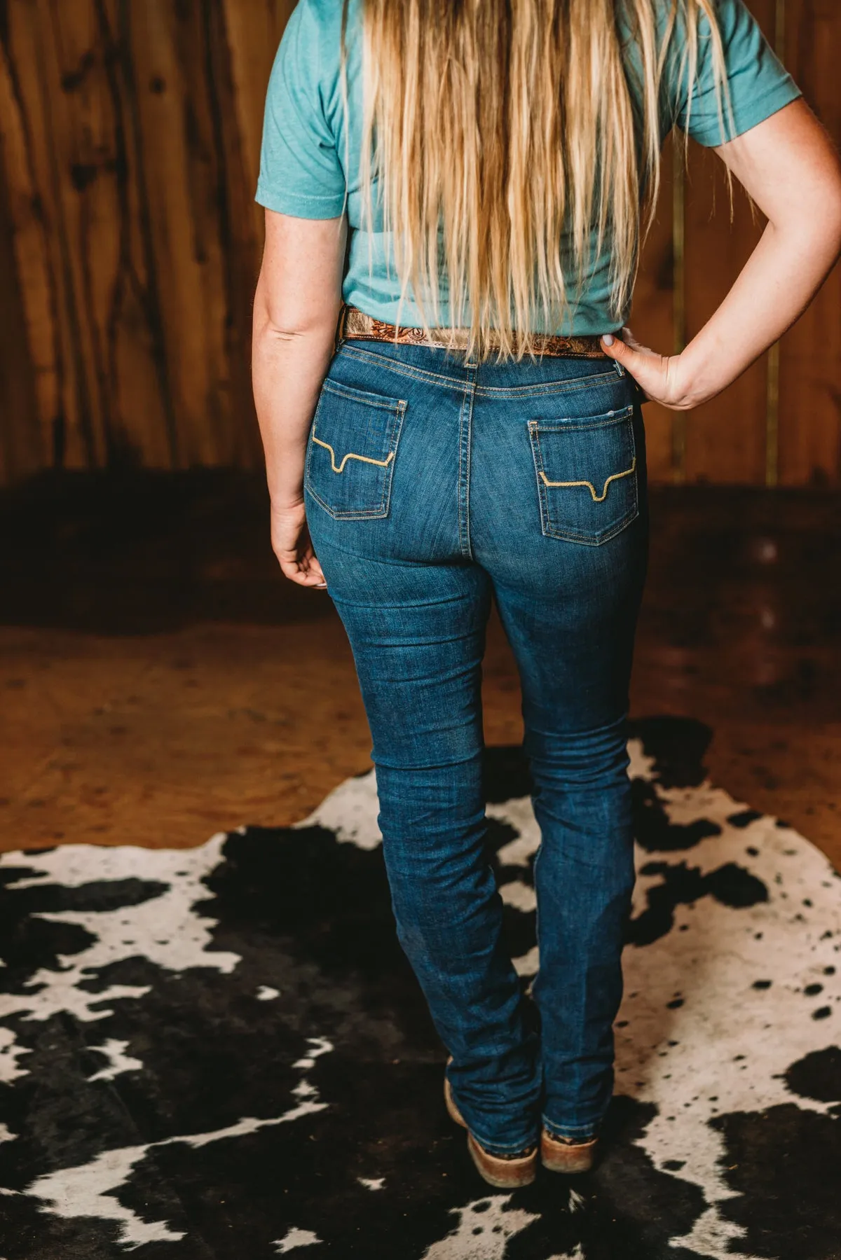 Sarah High Rise Straight Leg Jean by Kimes Ranch (Dark Blue)