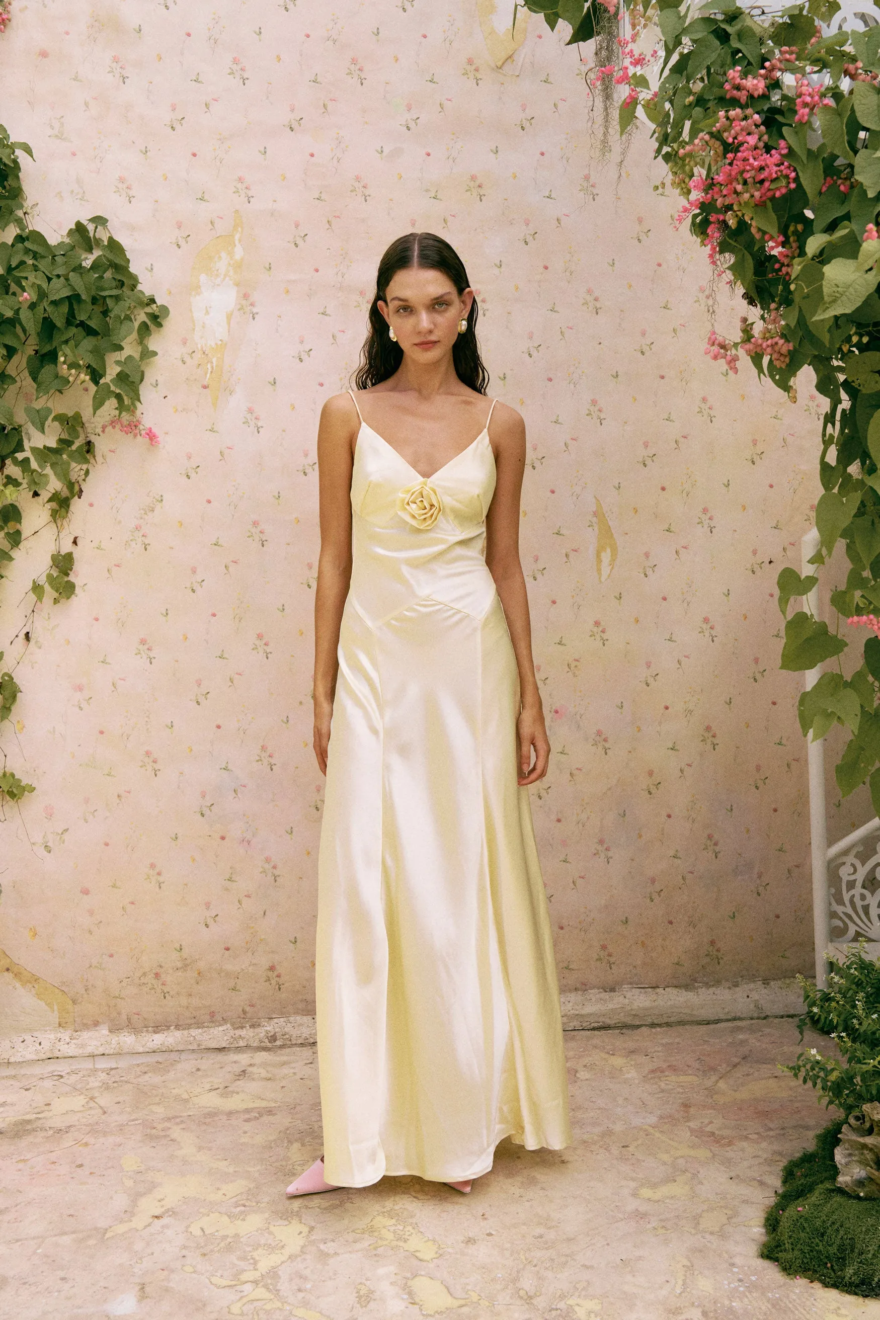 Savannah Rosette Gown - Yellow