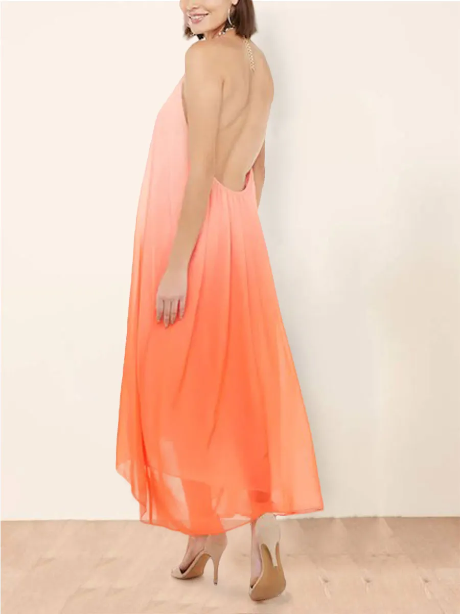 Sexy Elegant Gradient Color Party Holiday Dress