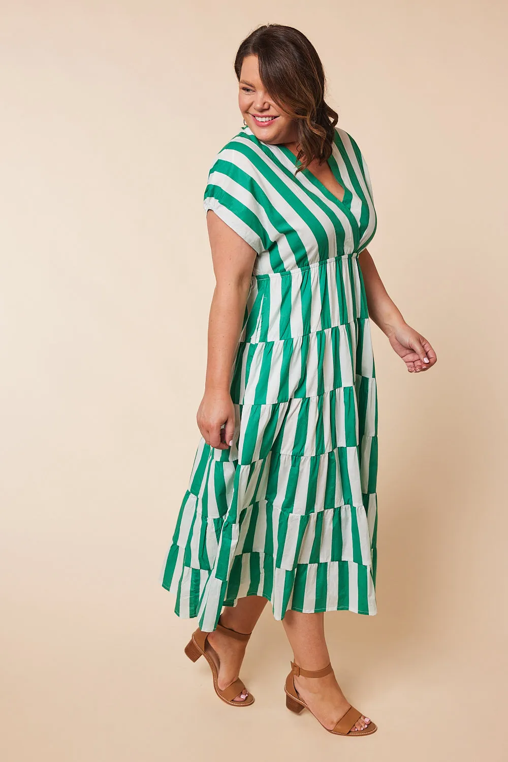 Shari V-Neck Dress in Basil