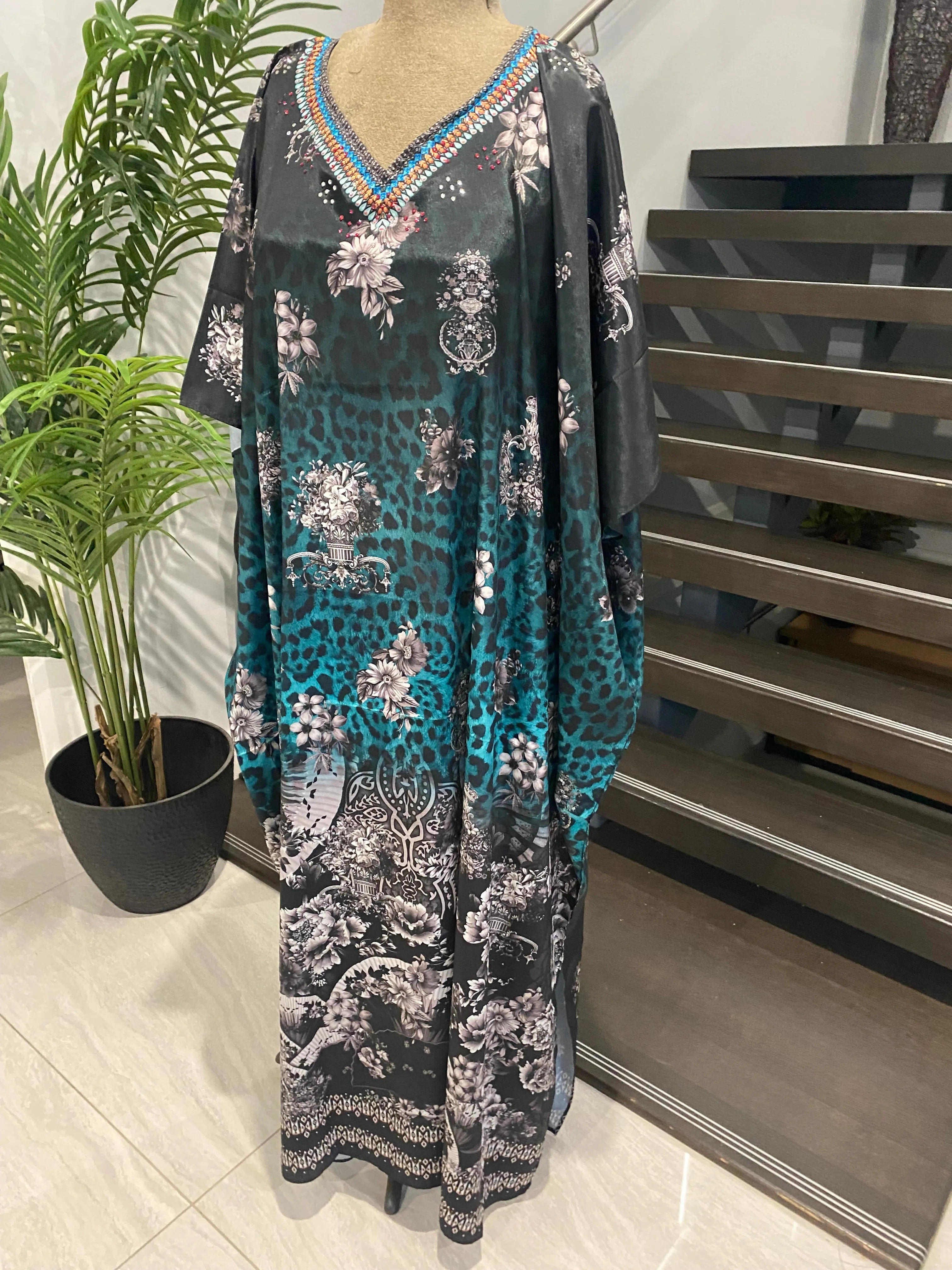 Silk Blend Bling Kaftan – Maya Embellished