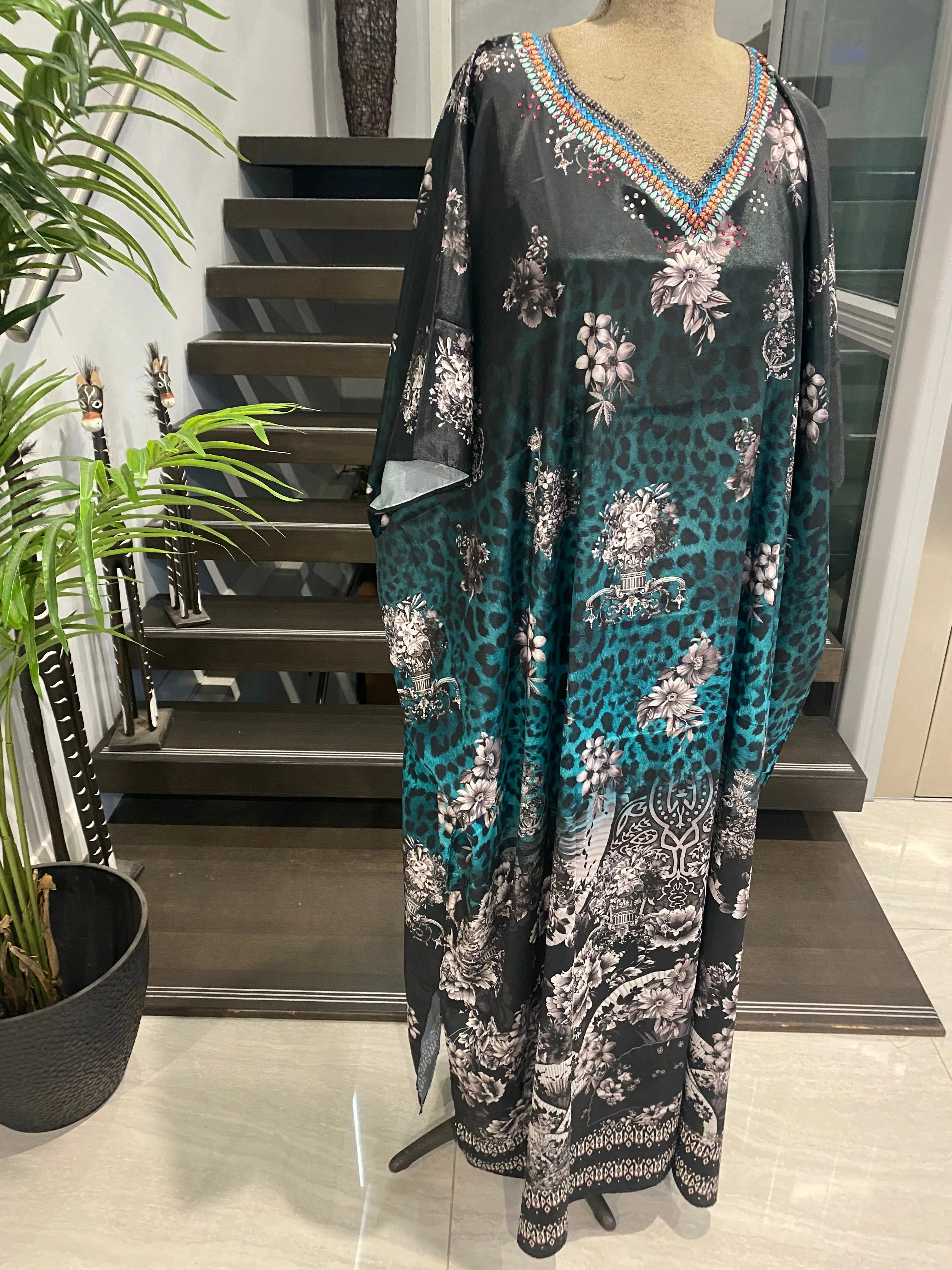 Silk Blend Bling Kaftan – Maya Embellished