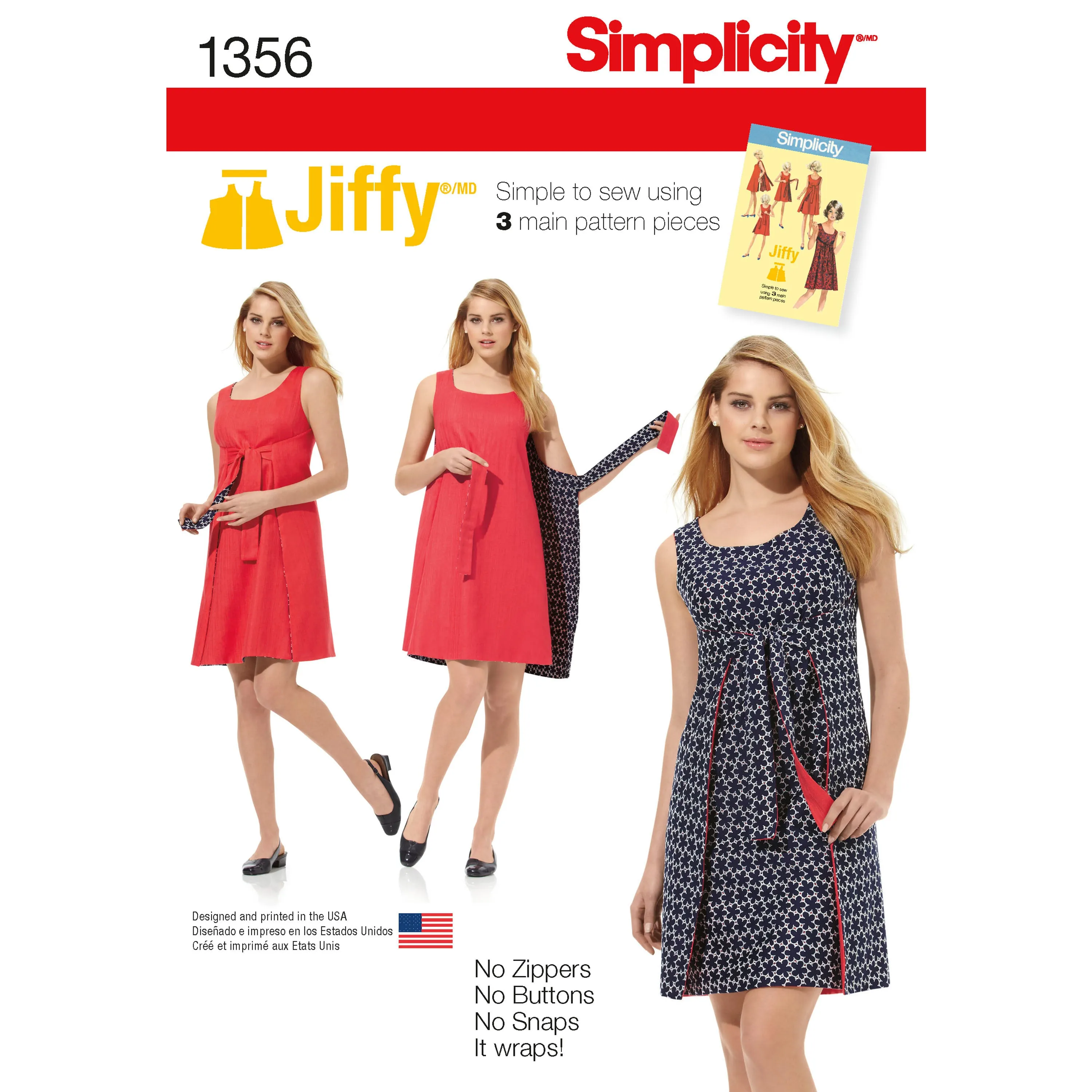 Simplicity Pattern 1356  Women's Jiffy® Reversible Wrap Dress