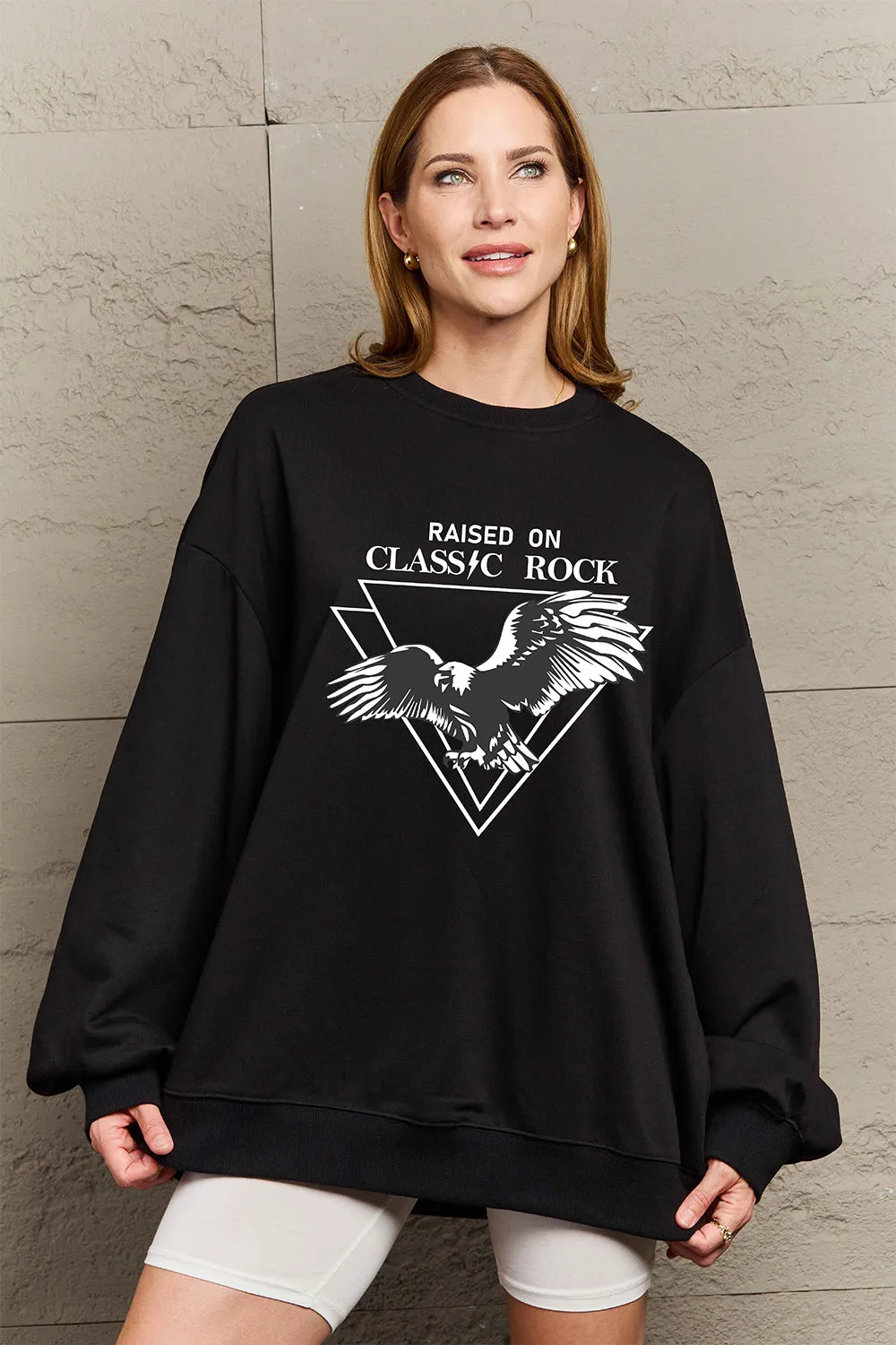 Simply Love Full Size Eagle Graphic Drop Shoulder Sweatshirt